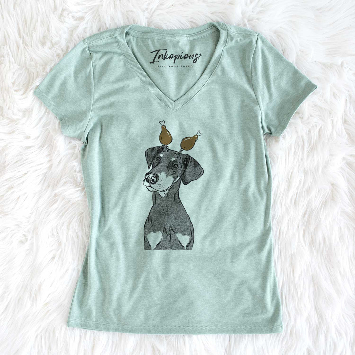 Thanksgiving Iroh the Doberman Pinscher - Women's V-neck Shirt