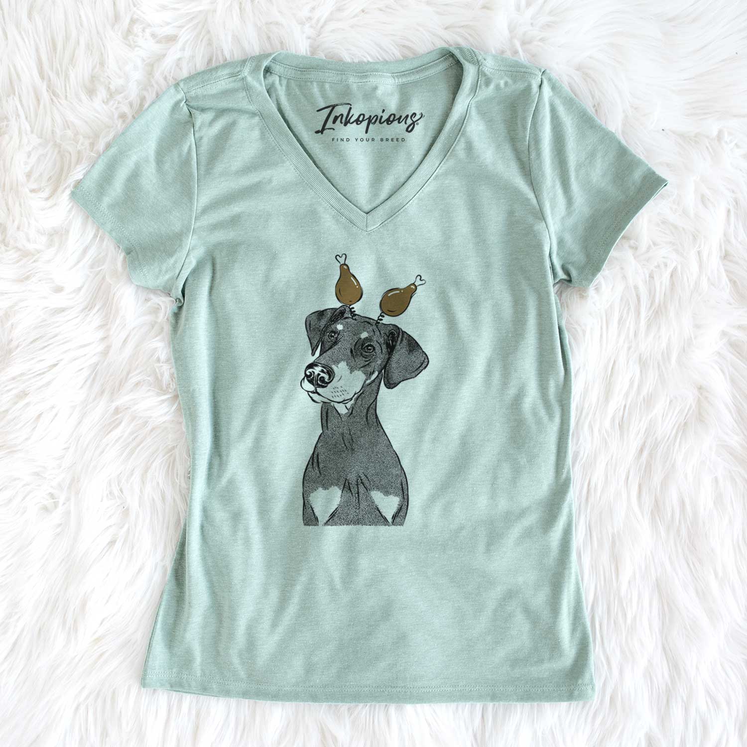 Thanksgiving Iroh the Doberman Pinscher - Women's V-neck Shirt
