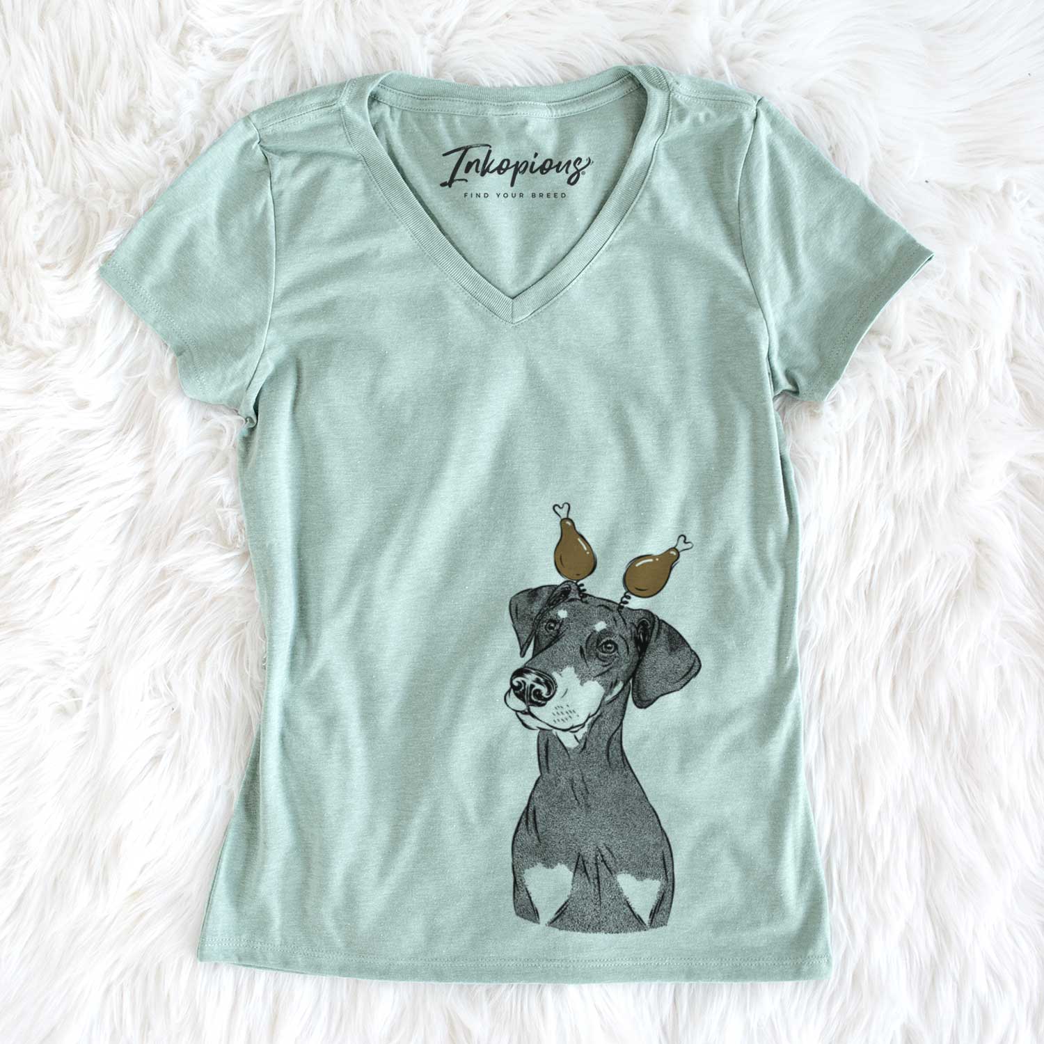 Thanksgiving Iroh the Doberman Pinscher - Women's V-neck Shirt