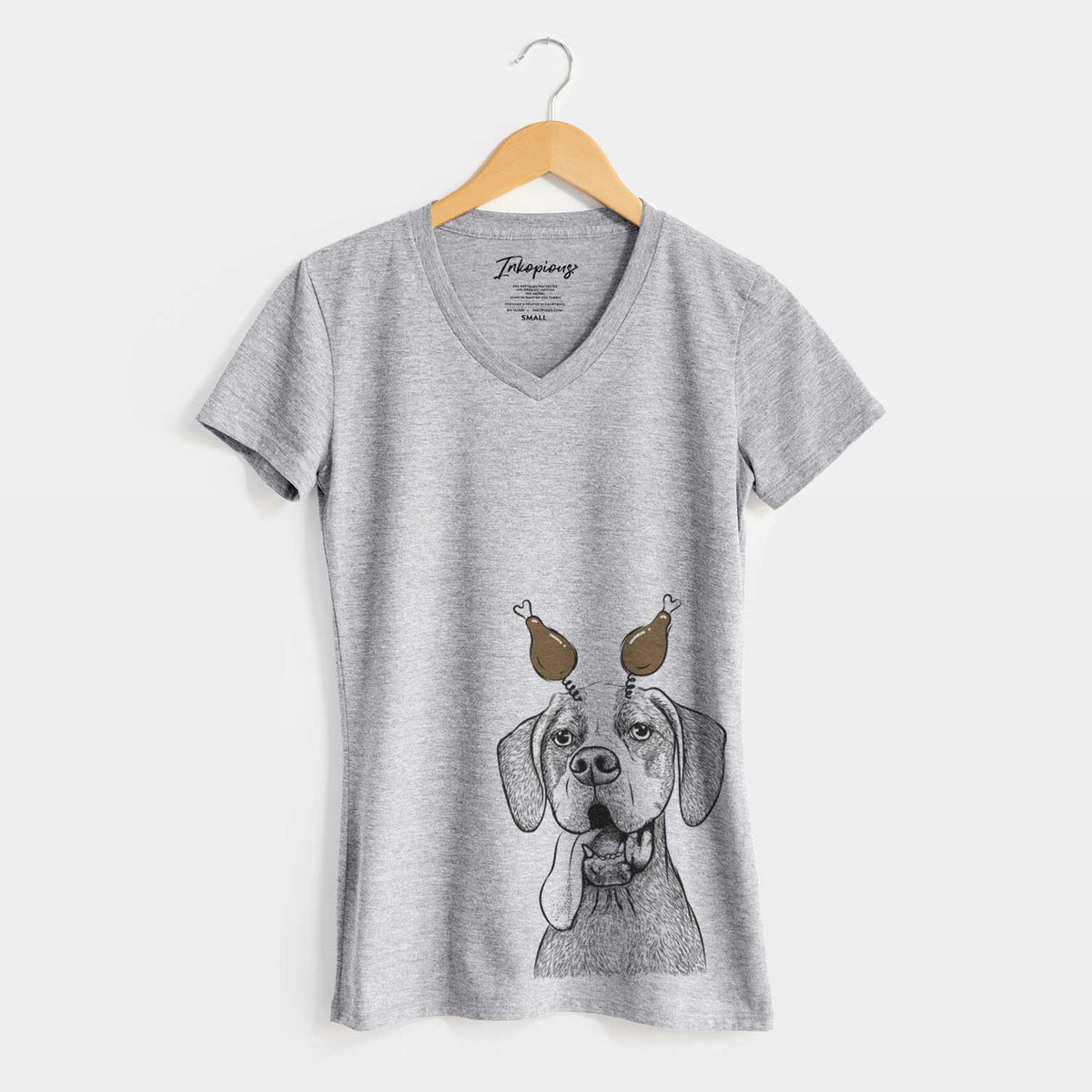Thanksgiving Irwin the English Pointer - Women's V-neck Shirt