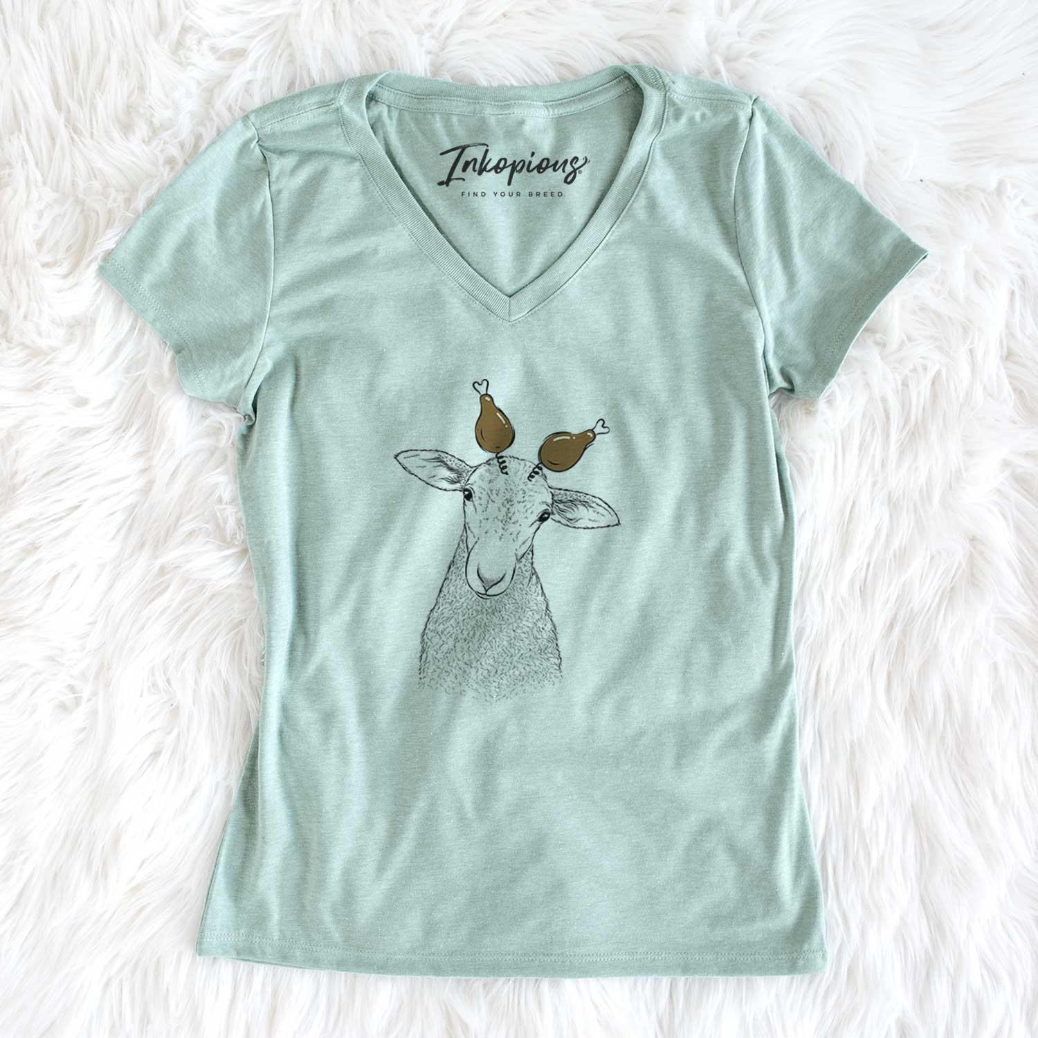 Thanksgiving Ivy the Lamb - Women's V-neck Shirt