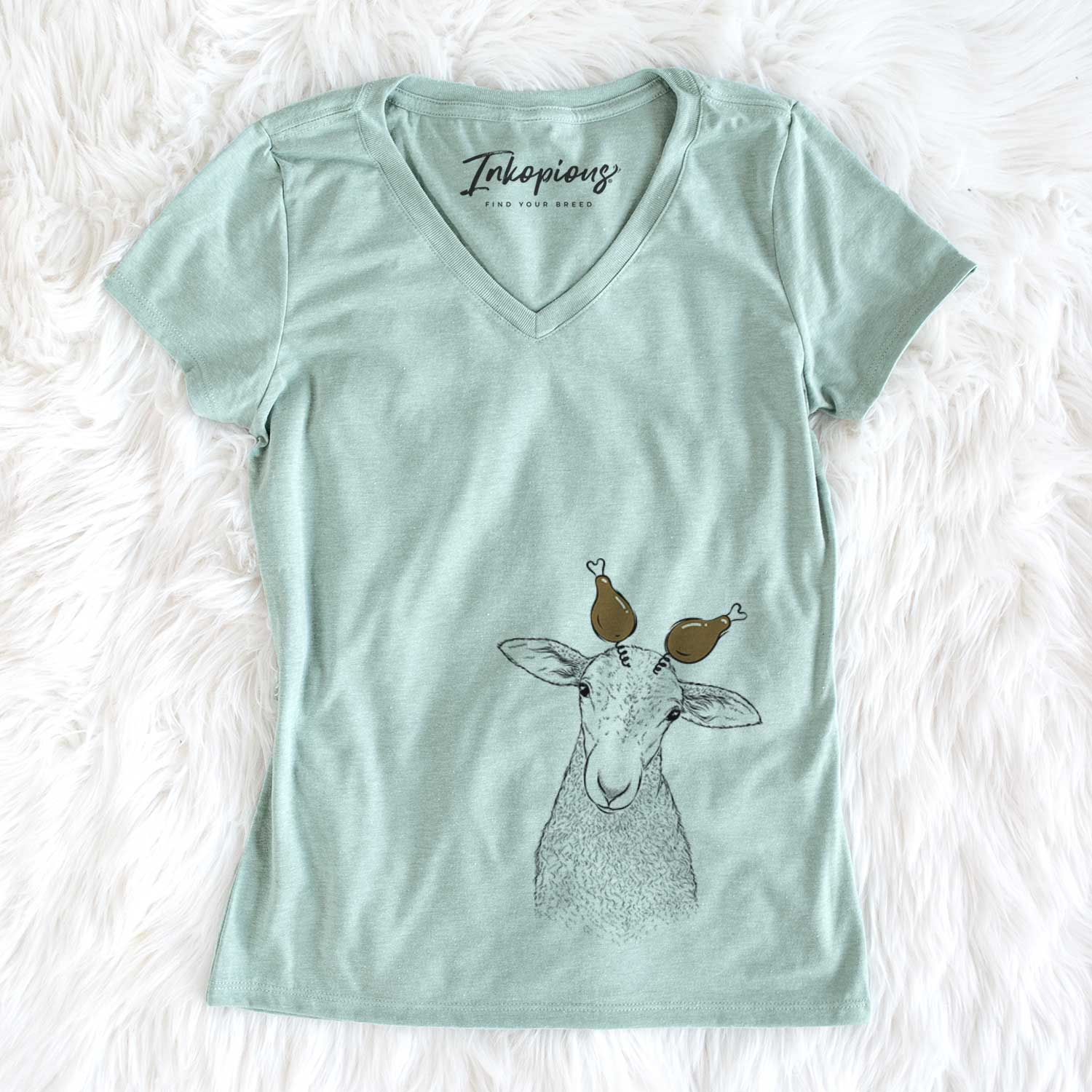 Thanksgiving Ivy the Lamb - Women's V-neck Shirt