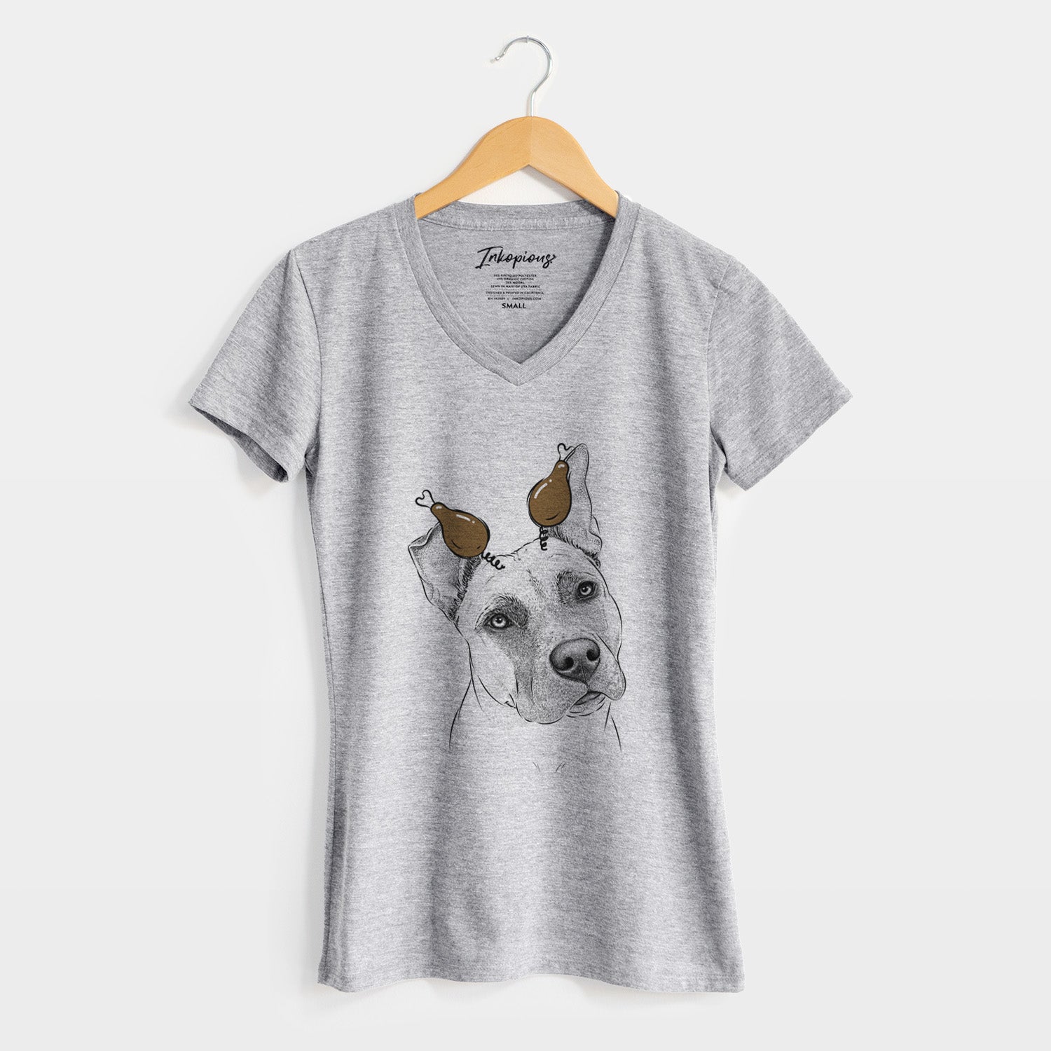 Thanksgiving Ivy the Pitbull Mix - Women's Perfect V-neck Shirt