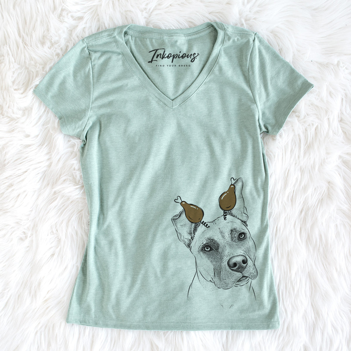 Thanksgiving Ivy the Pitbull Mix - Women&#39;s Perfect V-neck Shirt