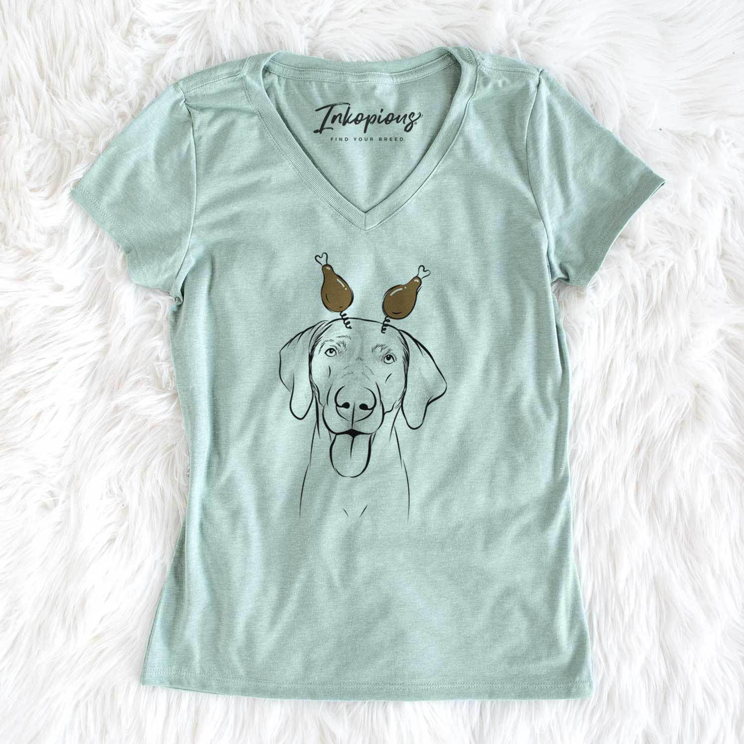 Thanksgiving Jackson the Weimaraner - Women's V-neck Shirt