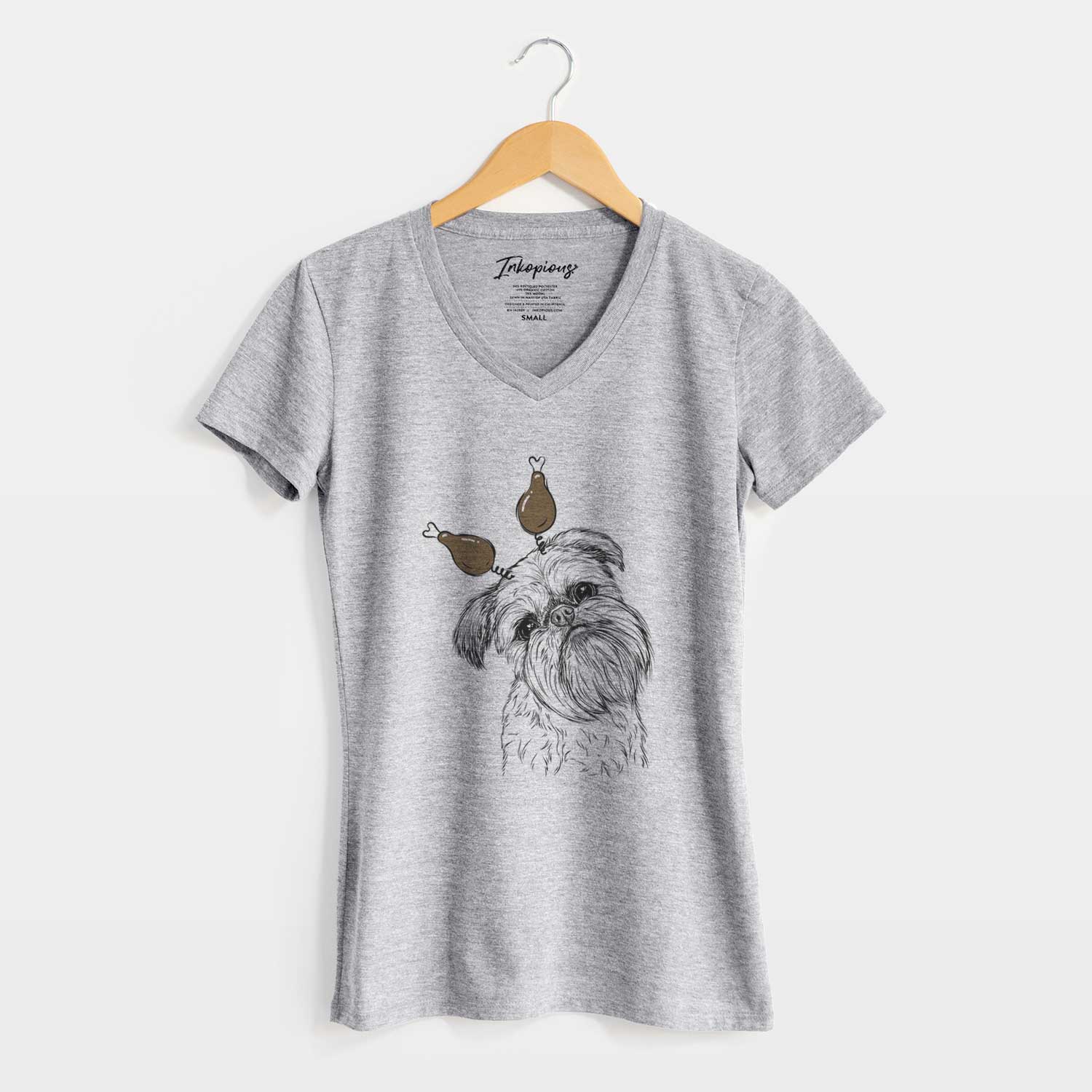 Thanksgiving Jasper Joe the Brussels Griffon - Women's V-neck Shirt