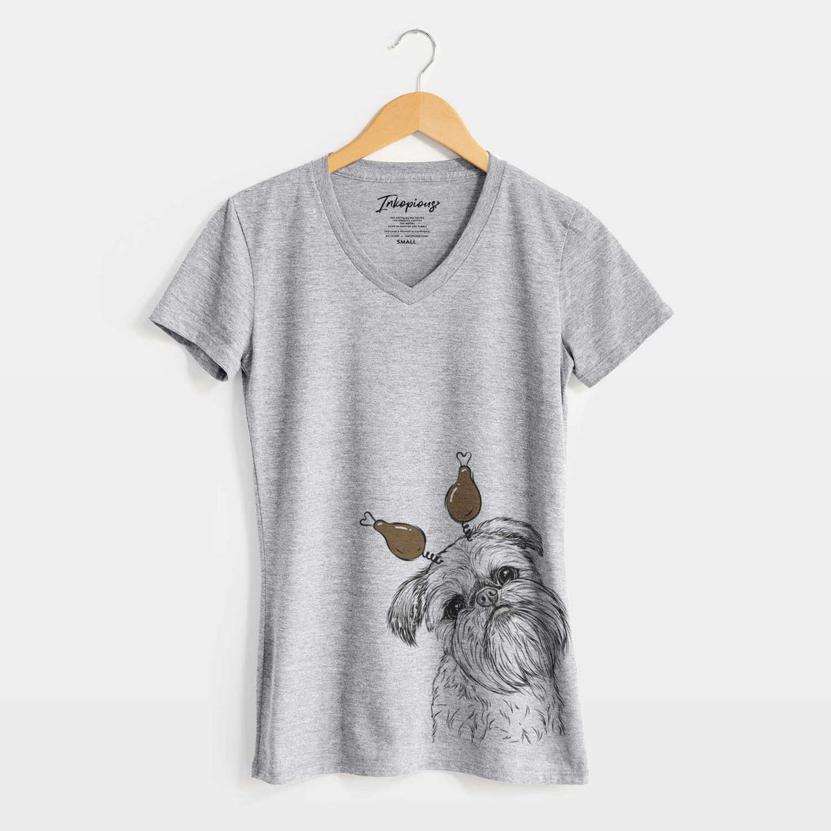 Thanksgiving Jasper Joe the Brussels Griffon - Women's V-neck Shirt
