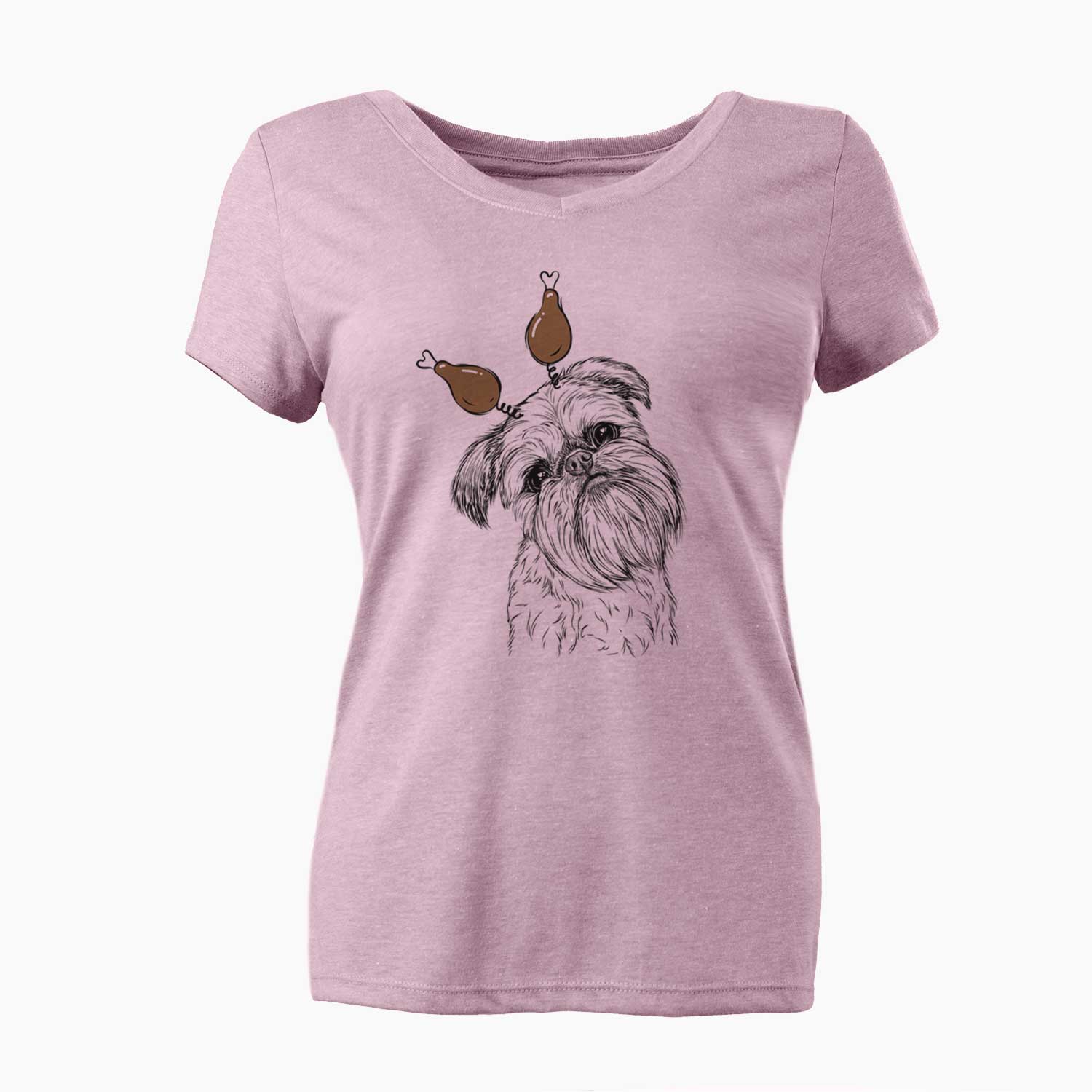 Thanksgiving Jasper Joe the Brussels Griffon - Women's V-neck Shirt