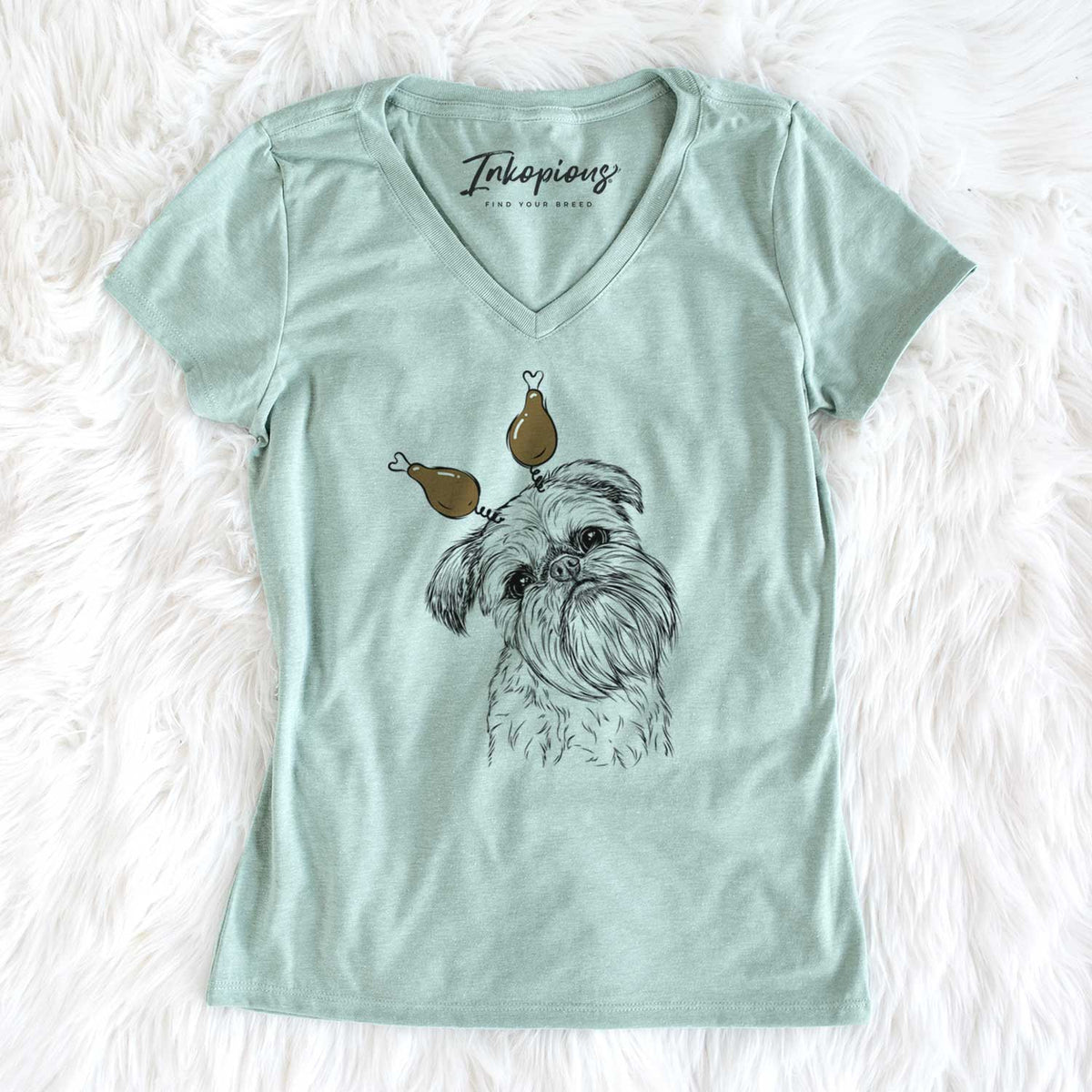 Thanksgiving Jasper Joe the Brussels Griffon - Women's V-neck Shirt