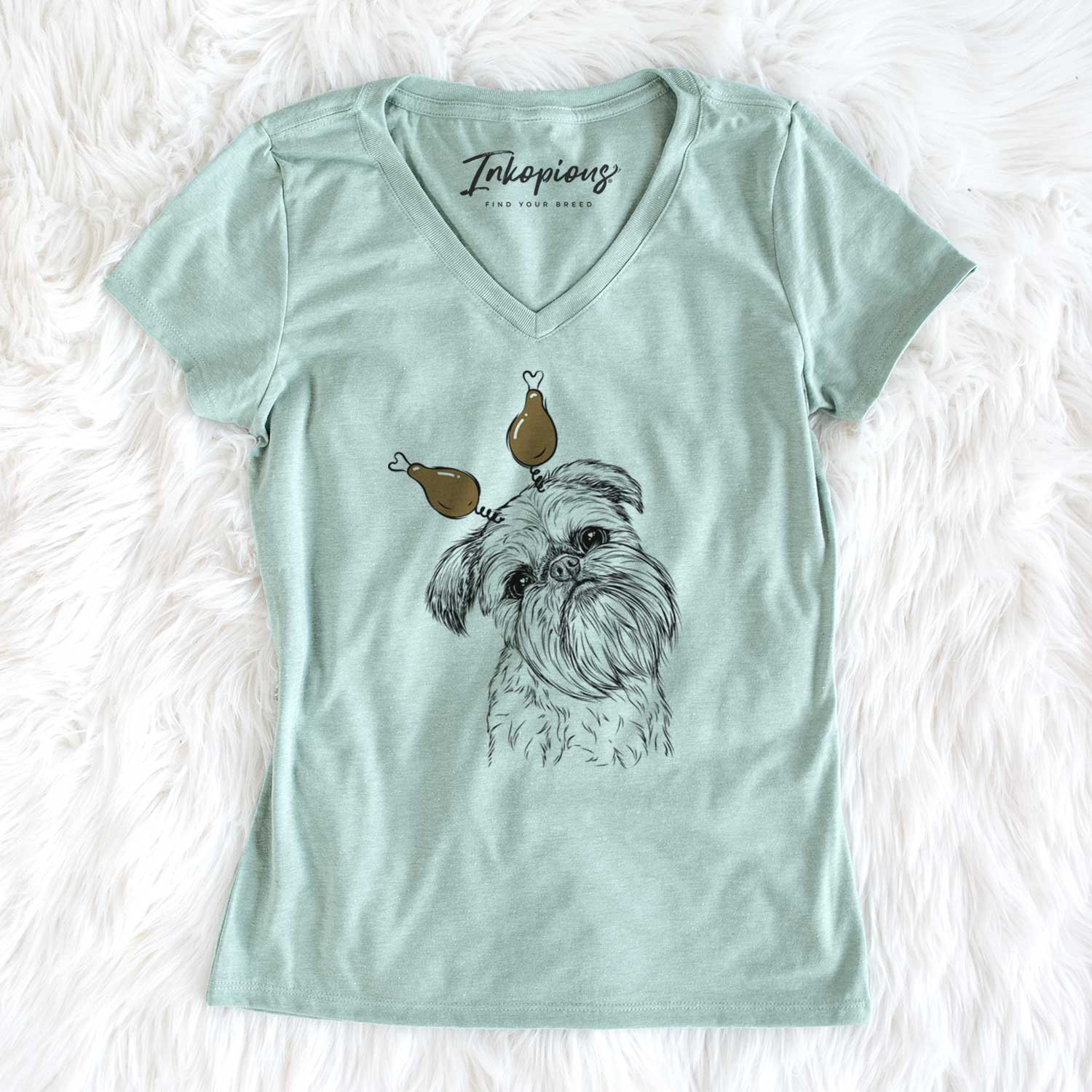 Thanksgiving Jasper Joe the Brussels Griffon - Women's V-neck Shirt
