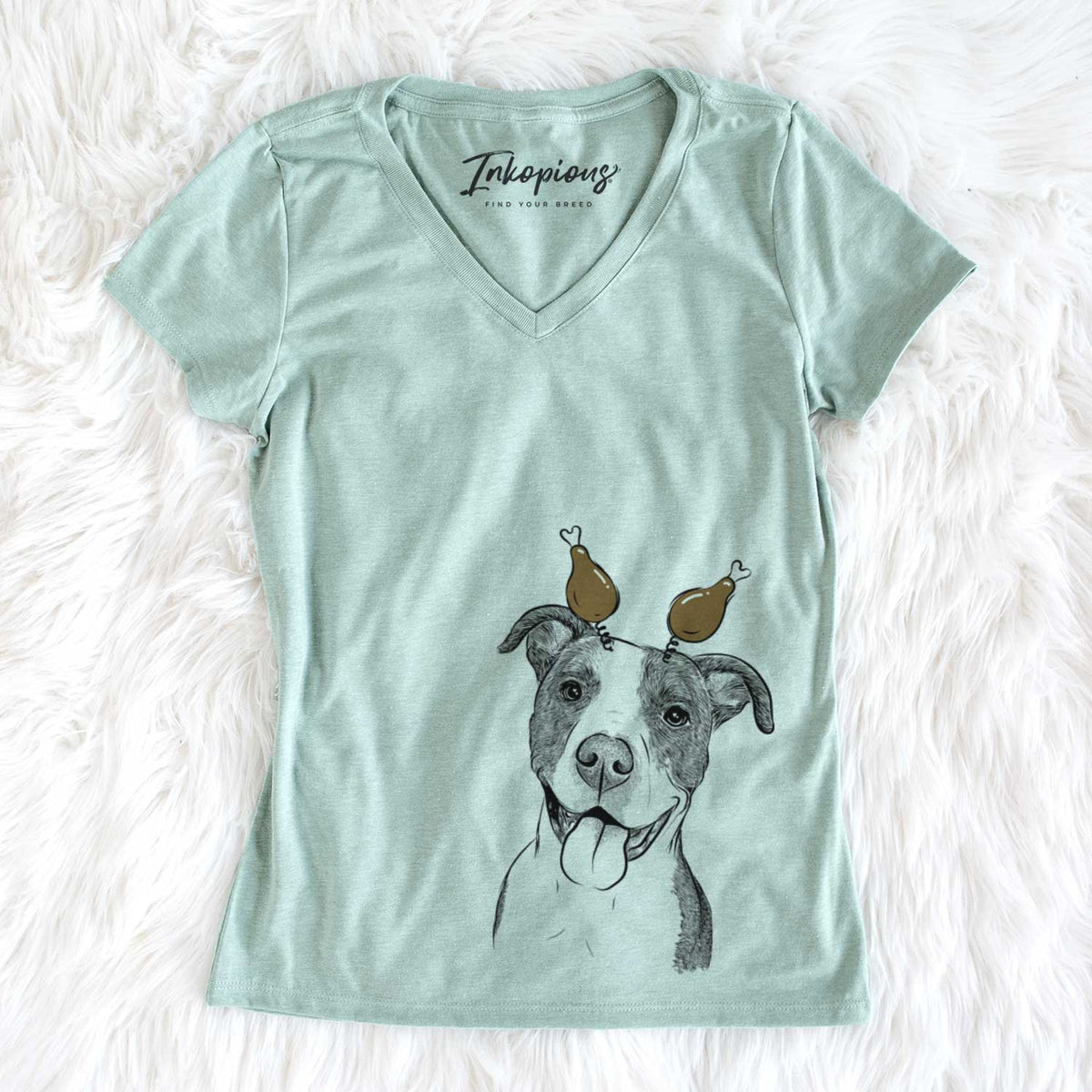 Thanksgiving Jax the American Pitbull Terrier Mix - Women&#39;s V-neck Shirt