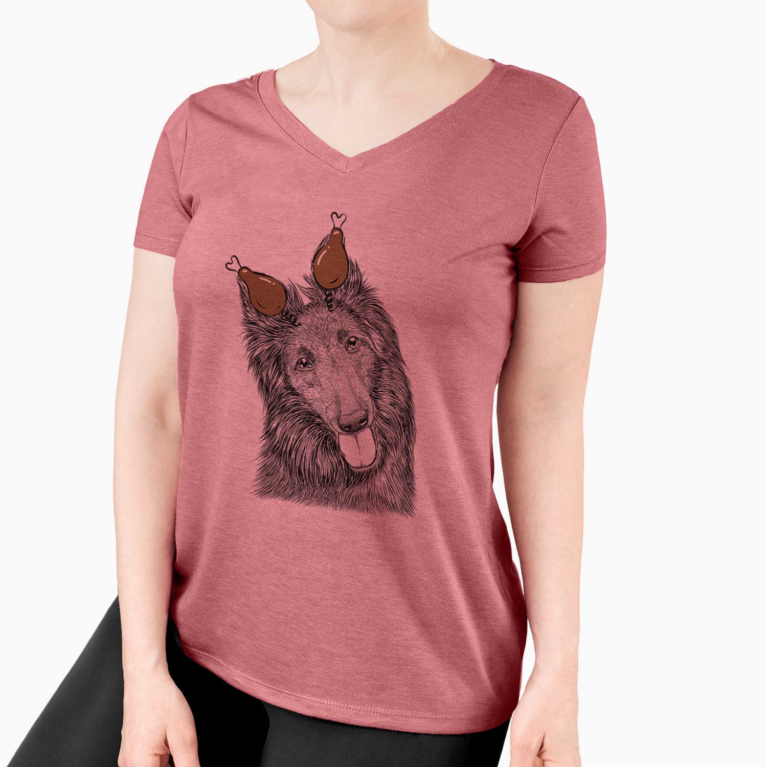 Thanksgiving Jaxx the Belgian Tervuren - Women's V-neck Shirt