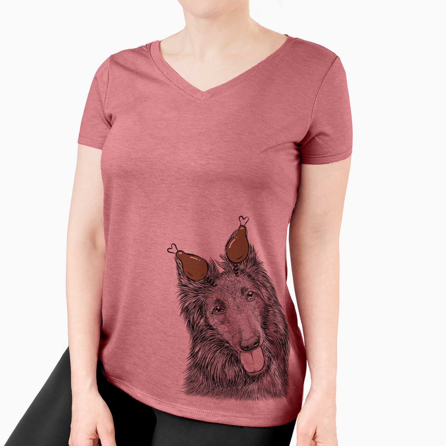 Thanksgiving Jaxx the Belgian Tervuren - Women's V-neck Shirt