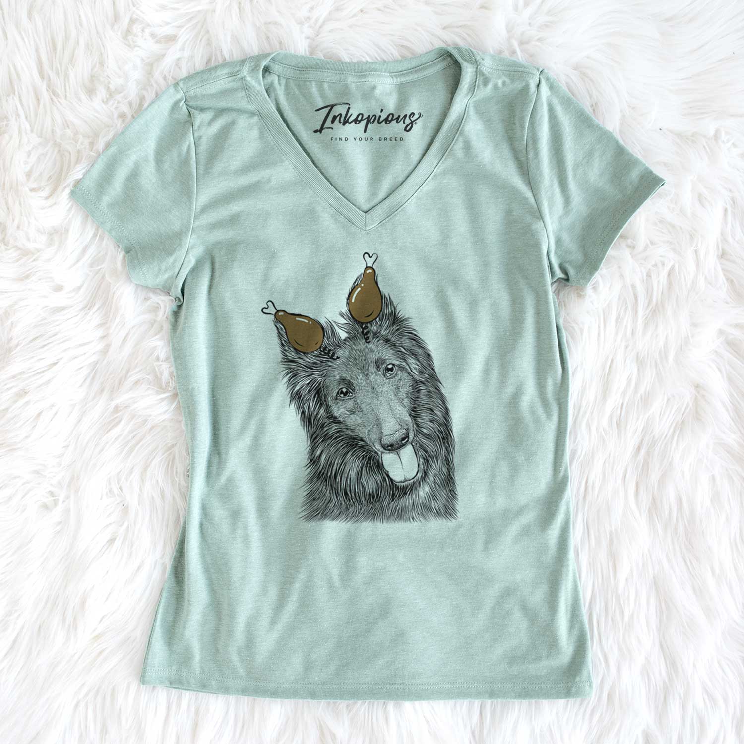 Thanksgiving Jaxx the Belgian Tervuren - Women's V-neck Shirt