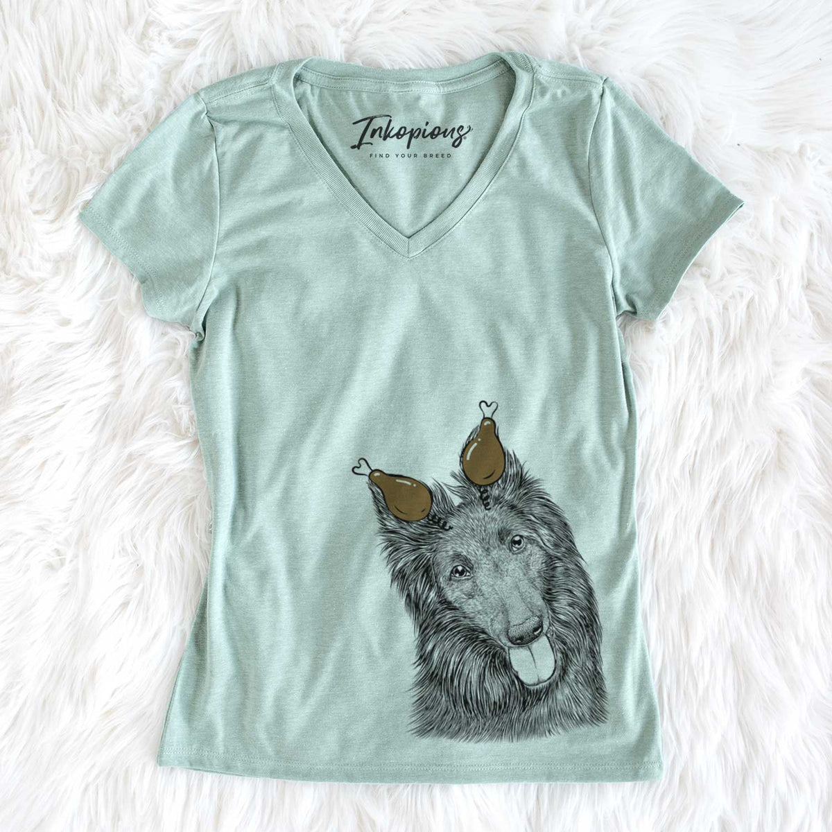 Thanksgiving Jaxx the Belgian Tervuren - Women&#39;s V-neck Shirt