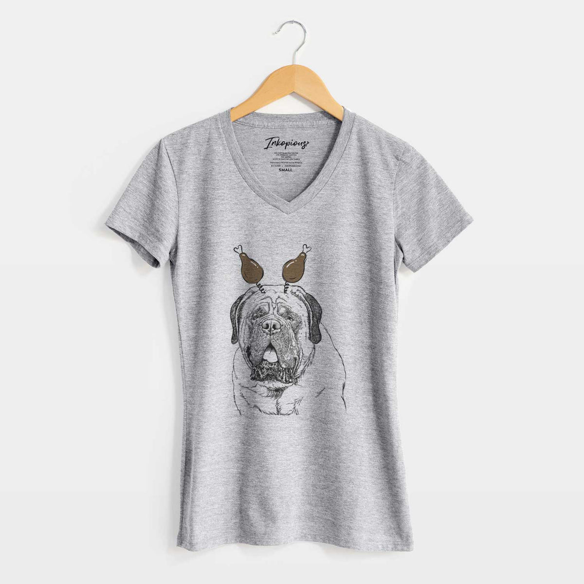 Thanksgiving Jed the English Mastiff - Women's V-neck Shirt