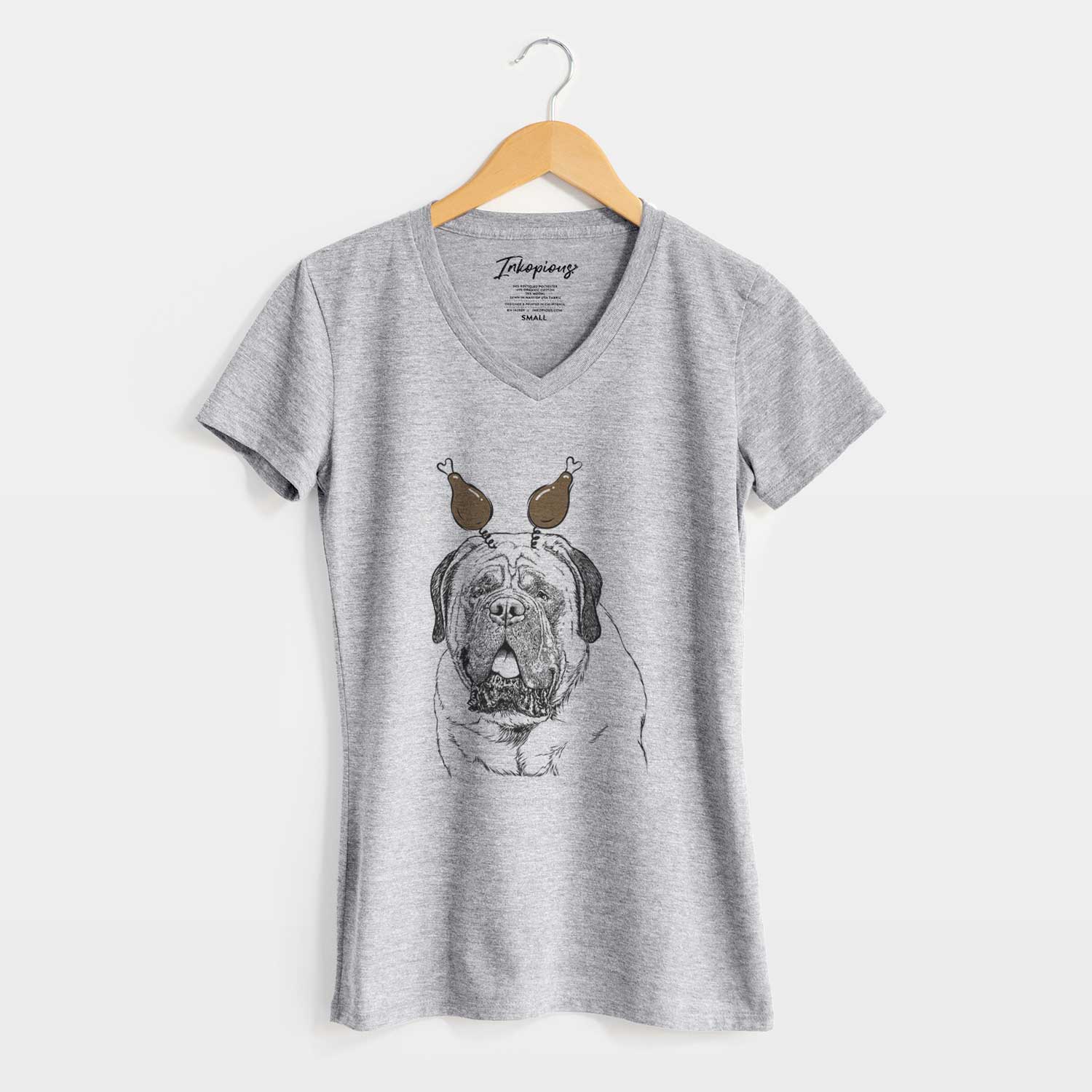 Thanksgiving Jed the English Mastiff - Women's V-neck Shirt