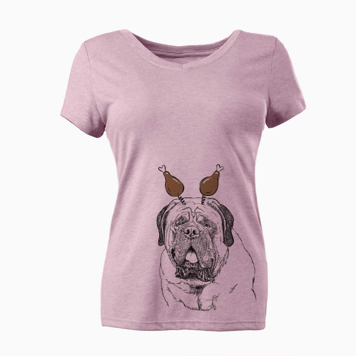 Thanksgiving Jed the English Mastiff - Women's V-neck Shirt