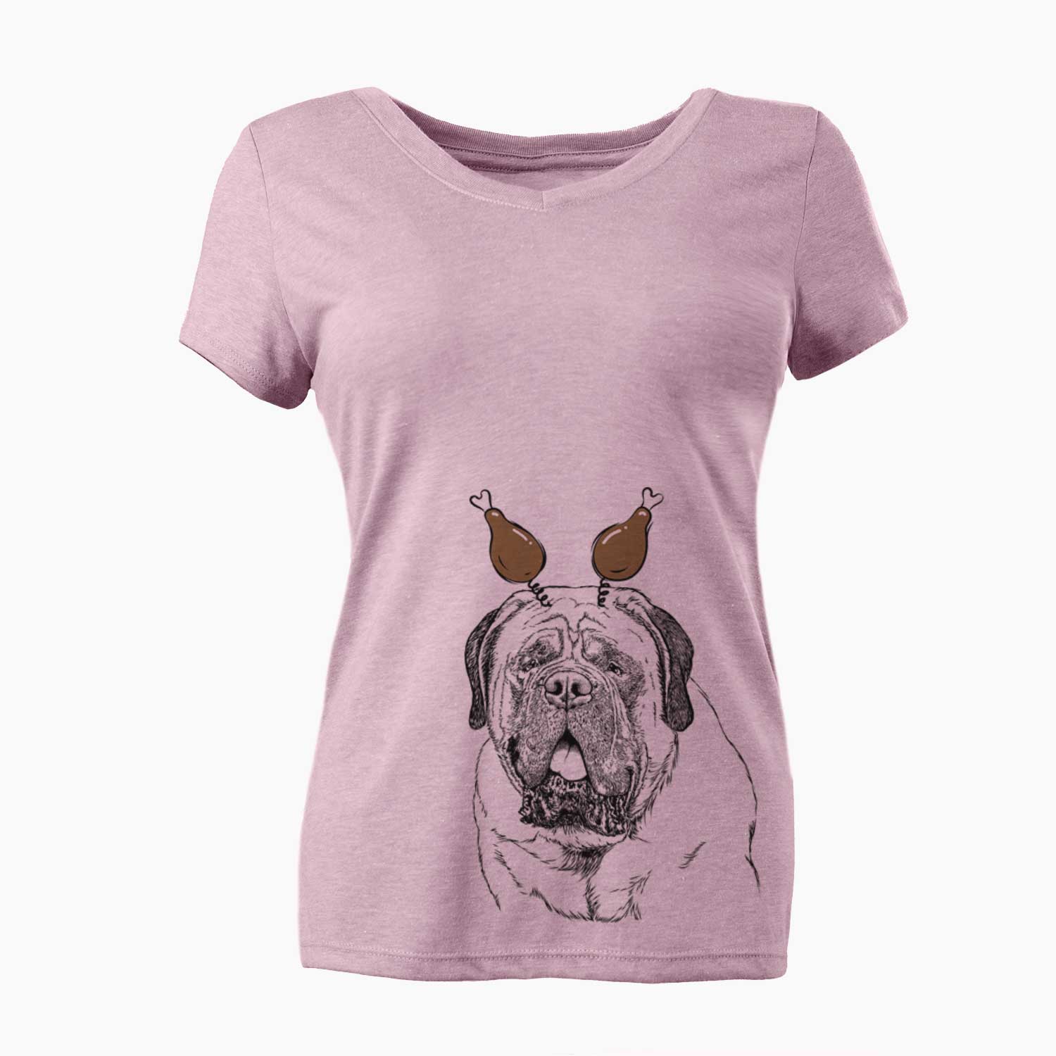 Thanksgiving Jed the English Mastiff - Women's V-neck Shirt