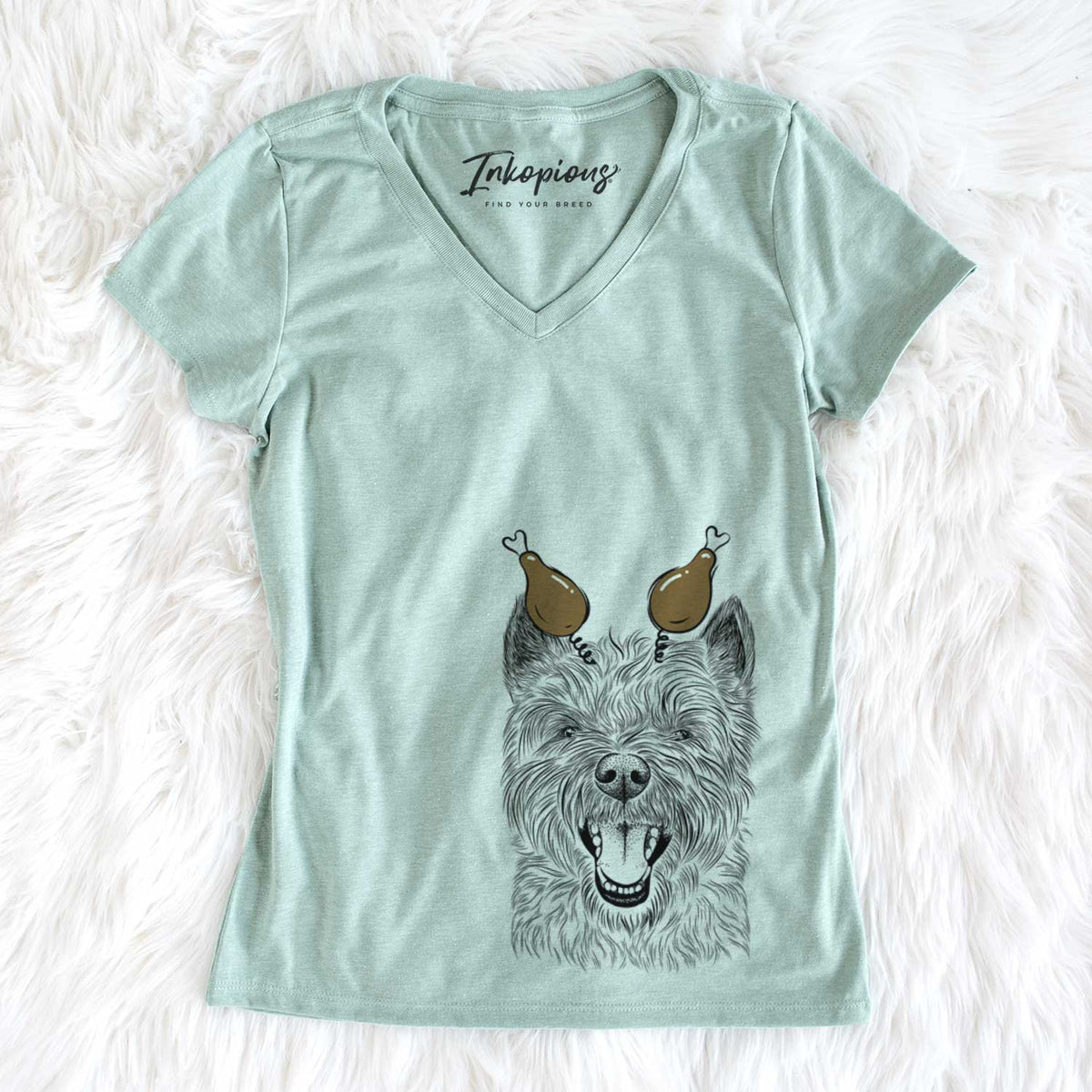 Thanksgiving Jeff the Cairn Terrier - Women's V-neck Shirt