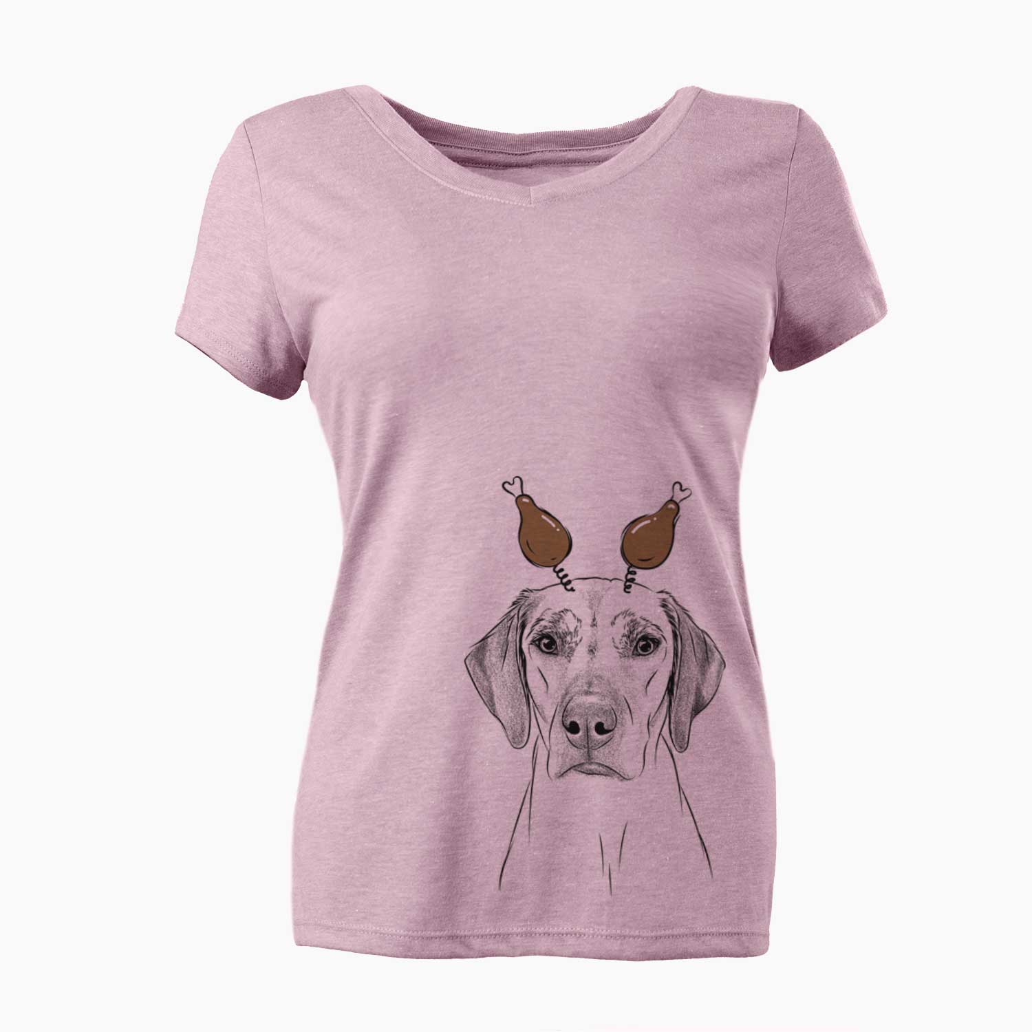 Thanksgiving Jenga the Rhodesian Ridgeback - Women's V-neck Shirt