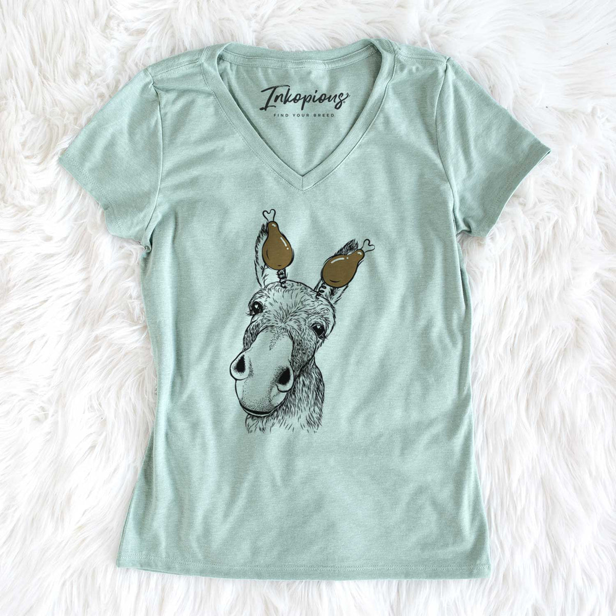 Thanksgiving Jenny the Donkey - Women's V-neck Shirt