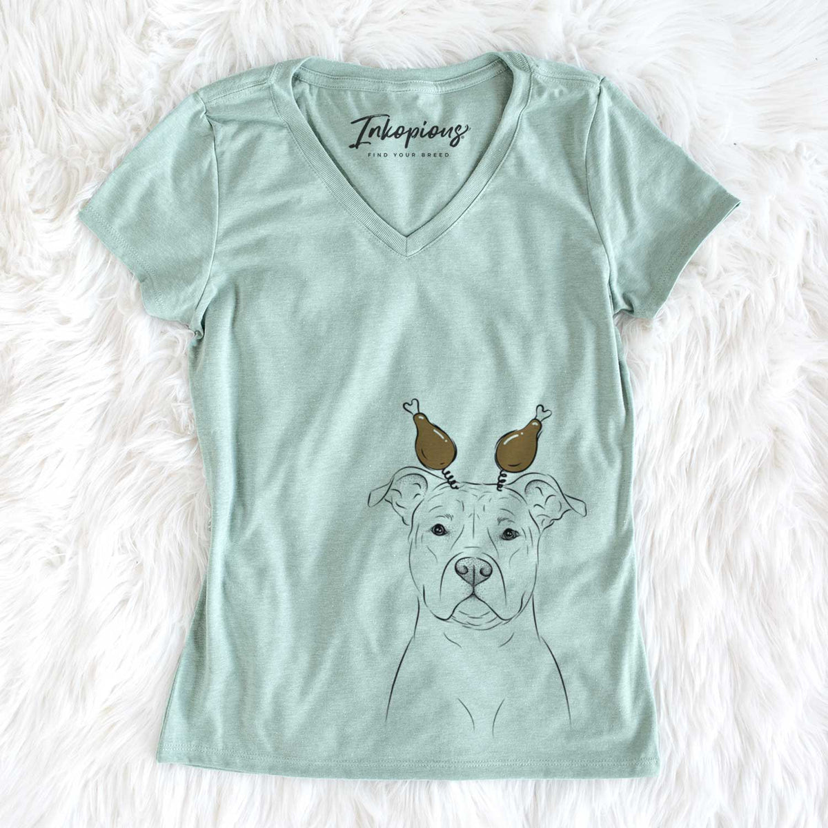 Thanksgiving Jethro the American Staffordshire Terrier - Women&#39;s V-neck Shirt