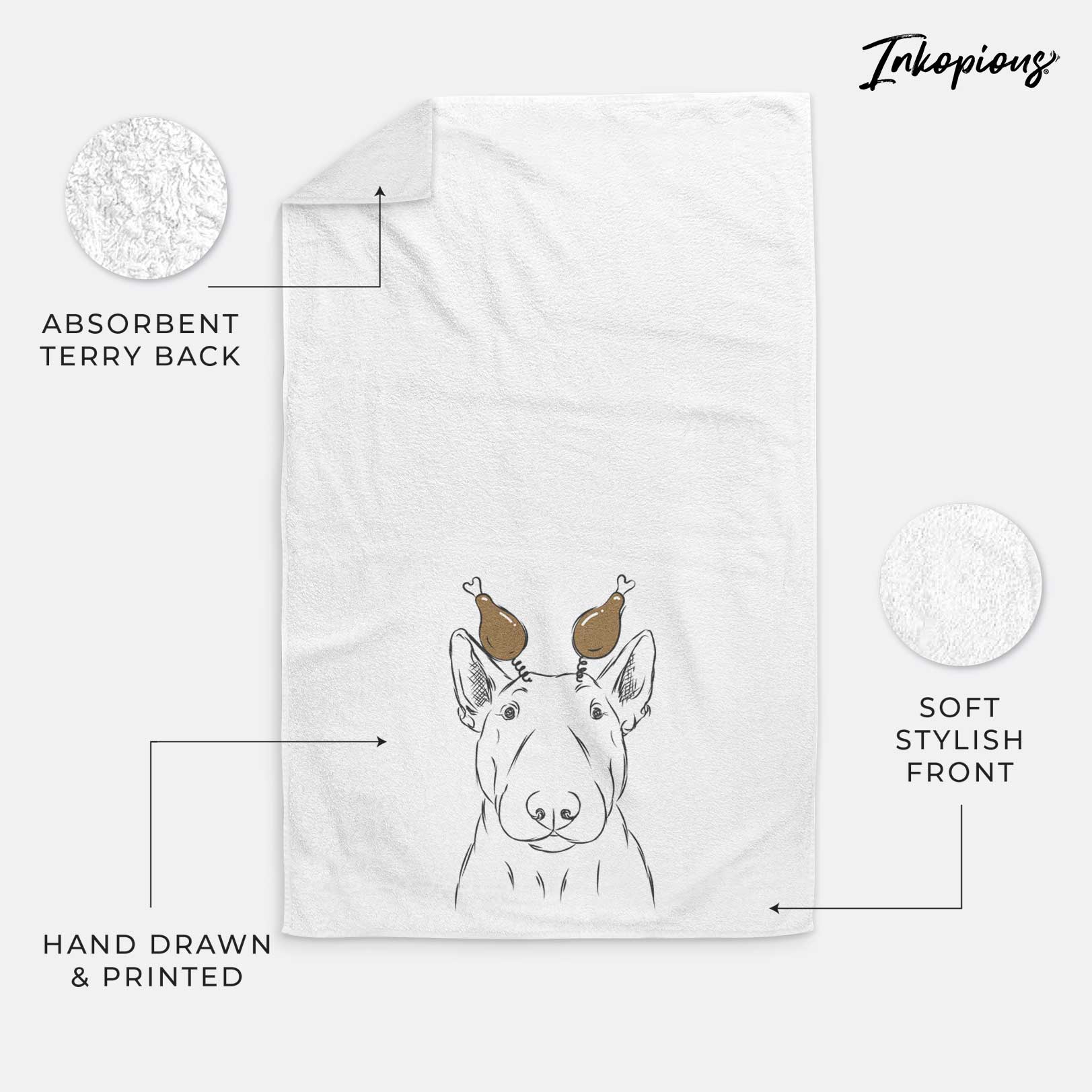 Jett the Bull Terrier Decorative Hand Towel