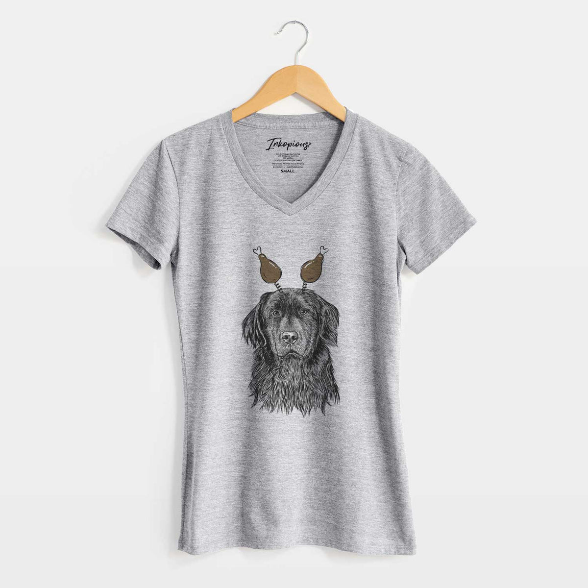 Thanksgiving Jinx the Newfoundland - Women's V-neck Shirt