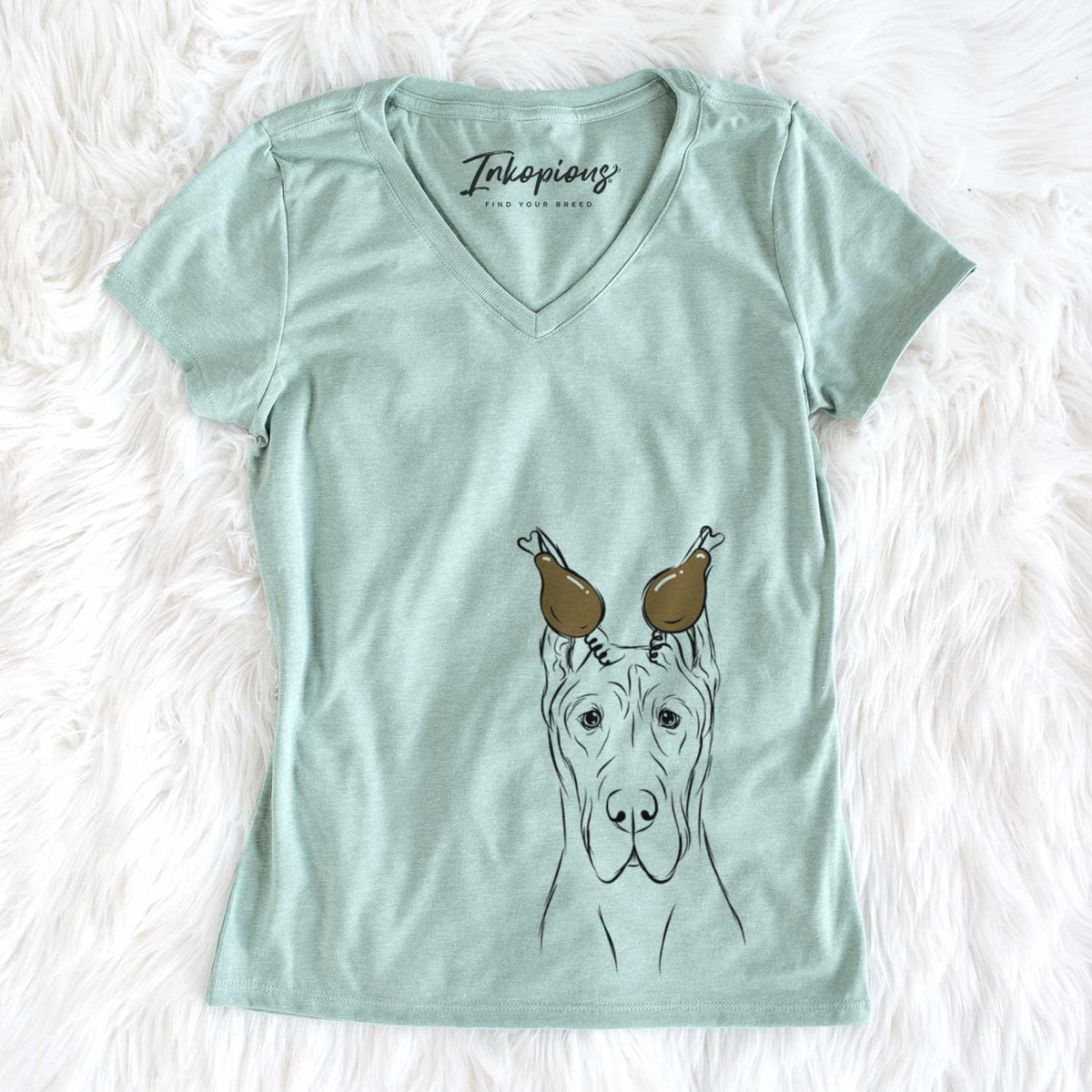 Thanksgiving Jude the Great Dane - Women&#39;s V-neck Shirt