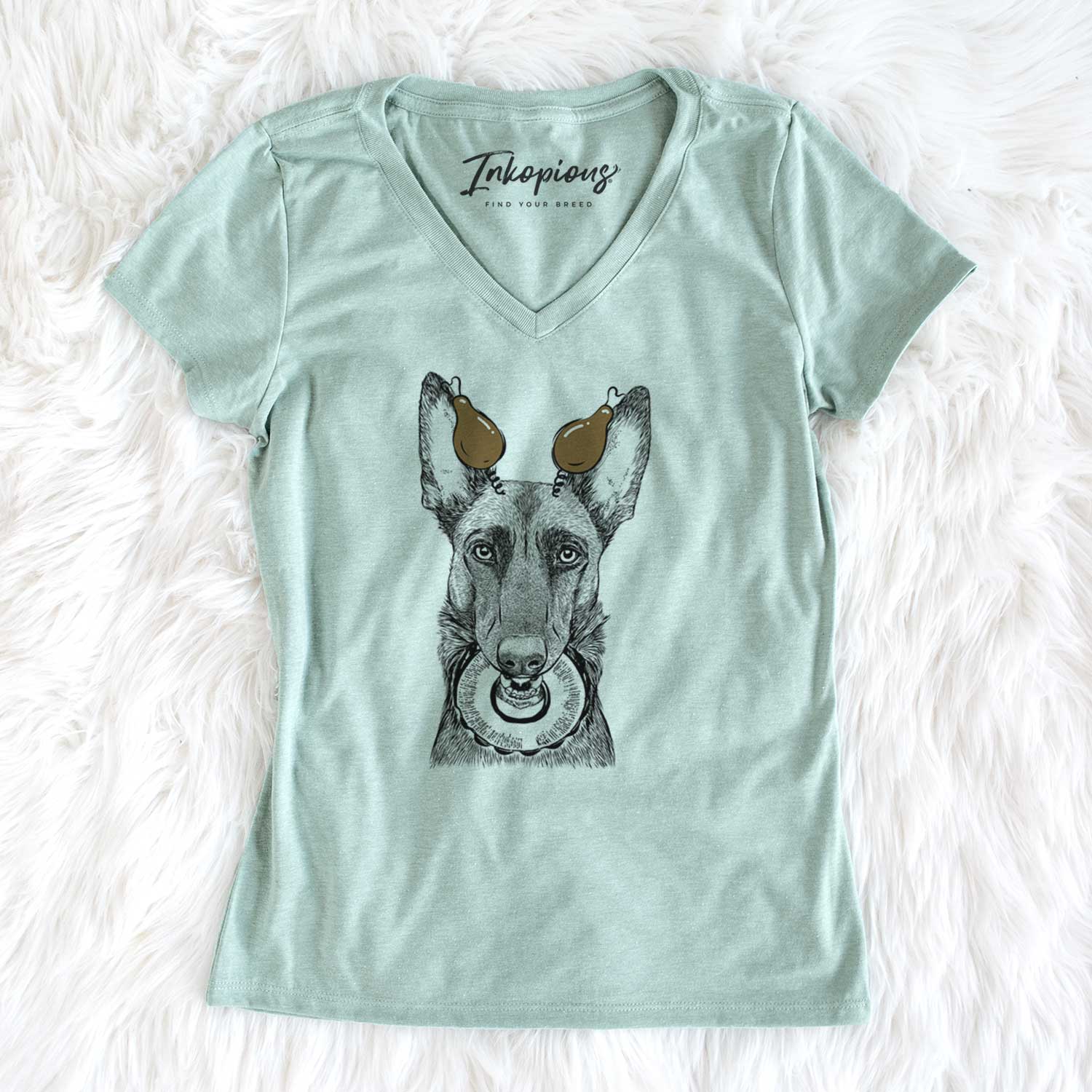 Thanksgiving Juno the Belgian Malinois - Women's V-neck Shirt