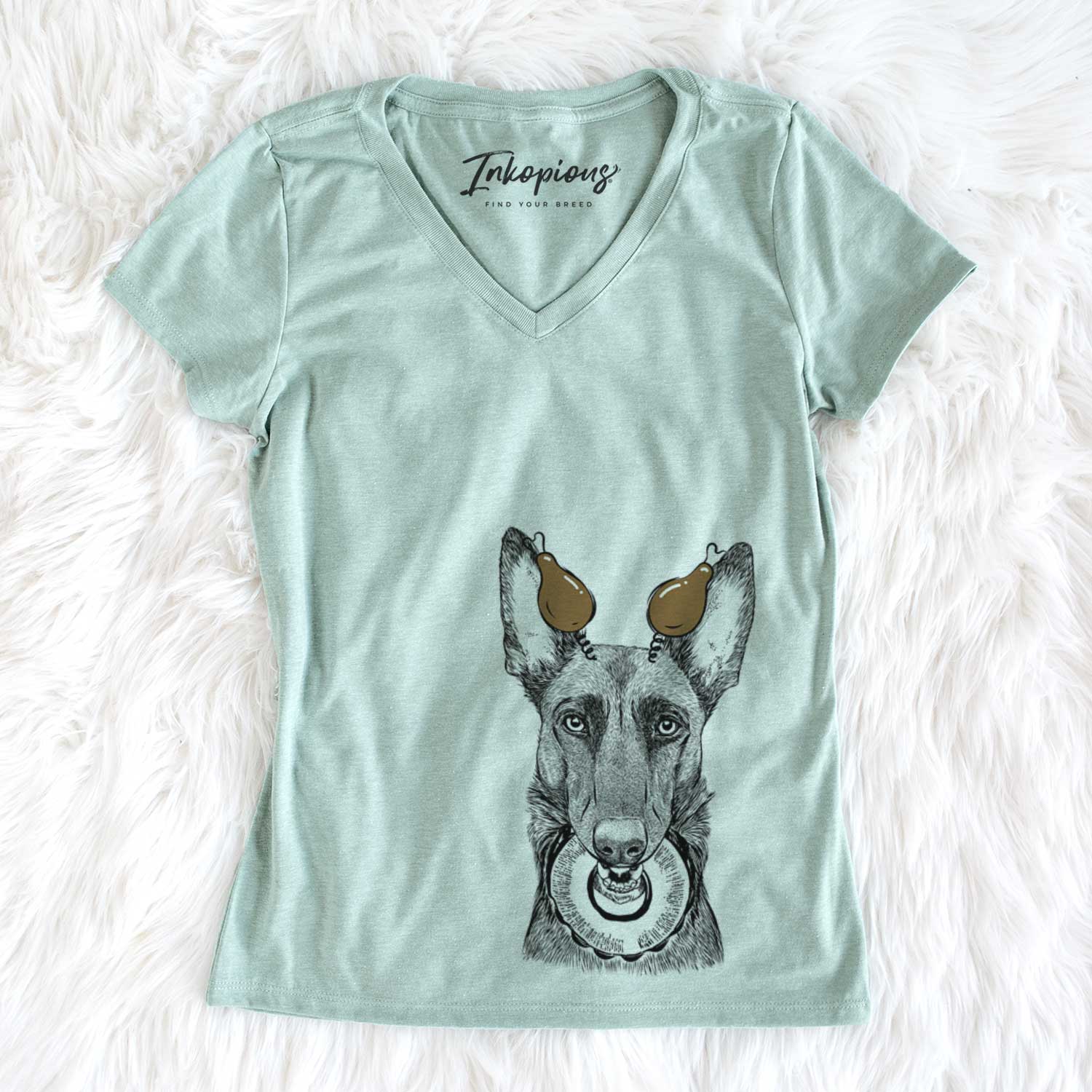 Thanksgiving Juno the Belgian Malinois - Women's V-neck Shirt