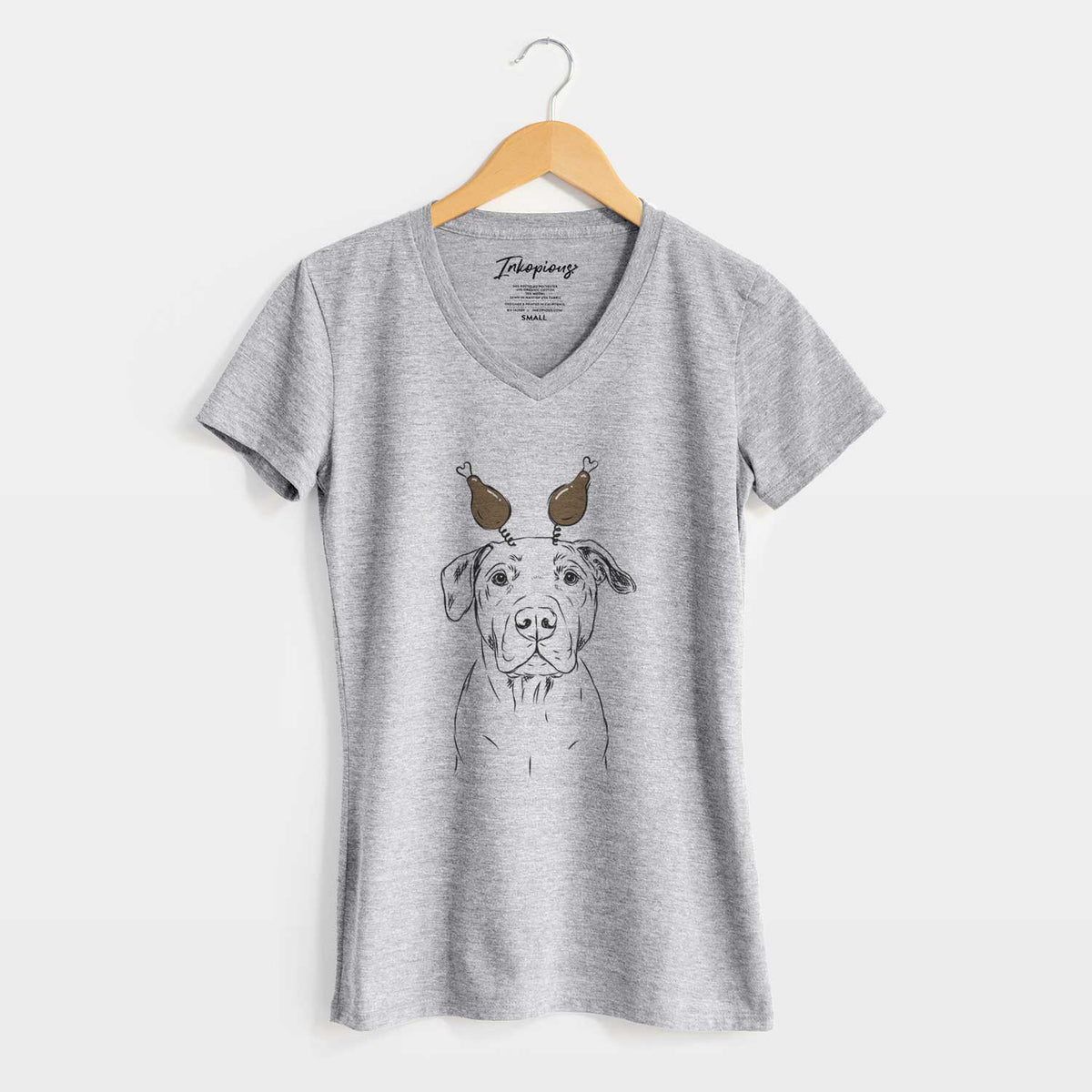 Thanksgiving Kadin the Pitbull - Women's V-neck Shirt