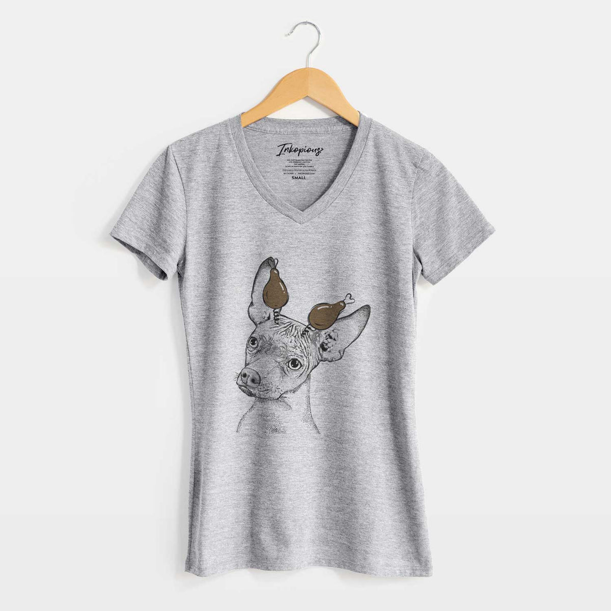 Thanksgiving Kahlo the Xoloitzcuintli - Women's V-neck Shirt
