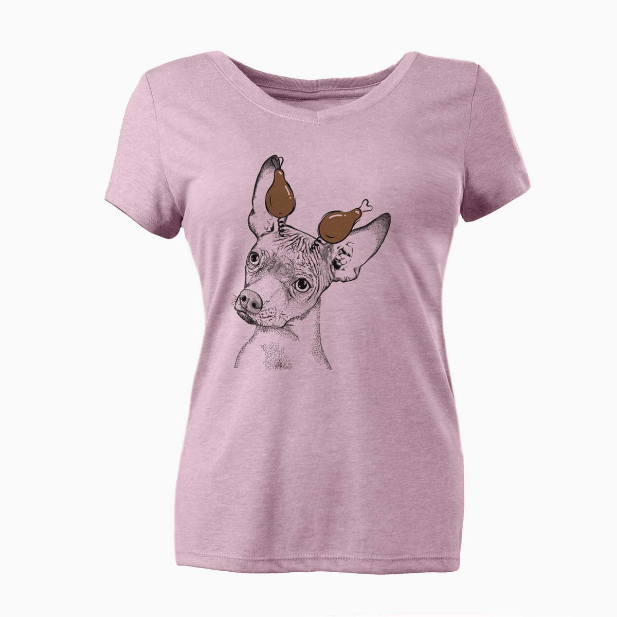 Thanksgiving Kahlo the Xoloitzcuintli - Women's V-neck Shirt