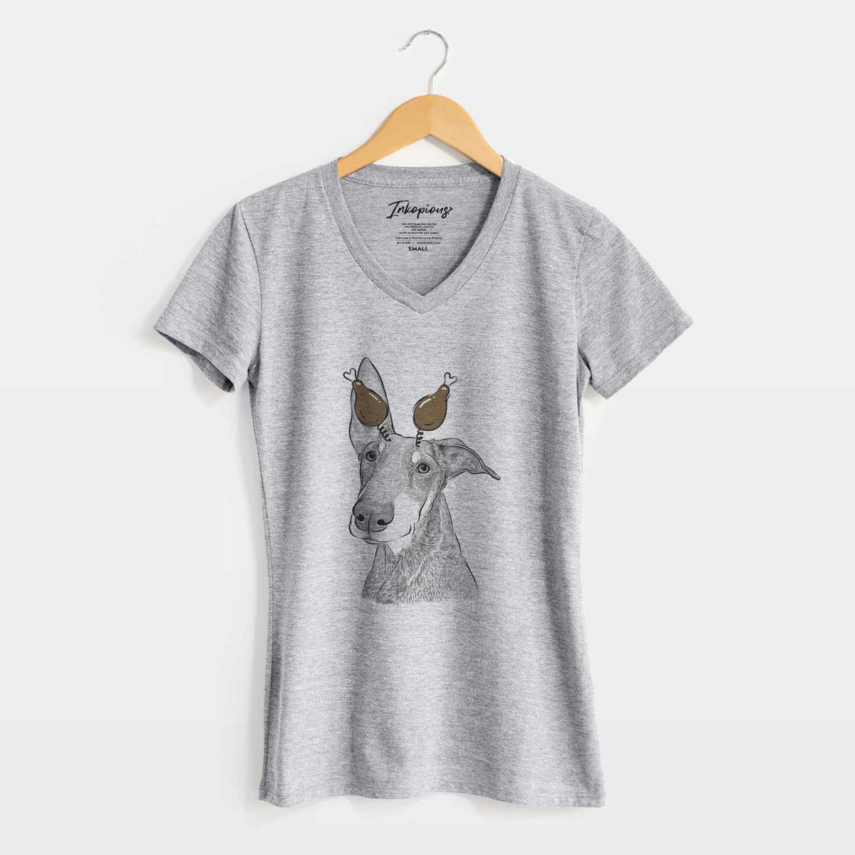 Thanksgiving Kain the Doberman Pinscher - Women's V-neck Shirt