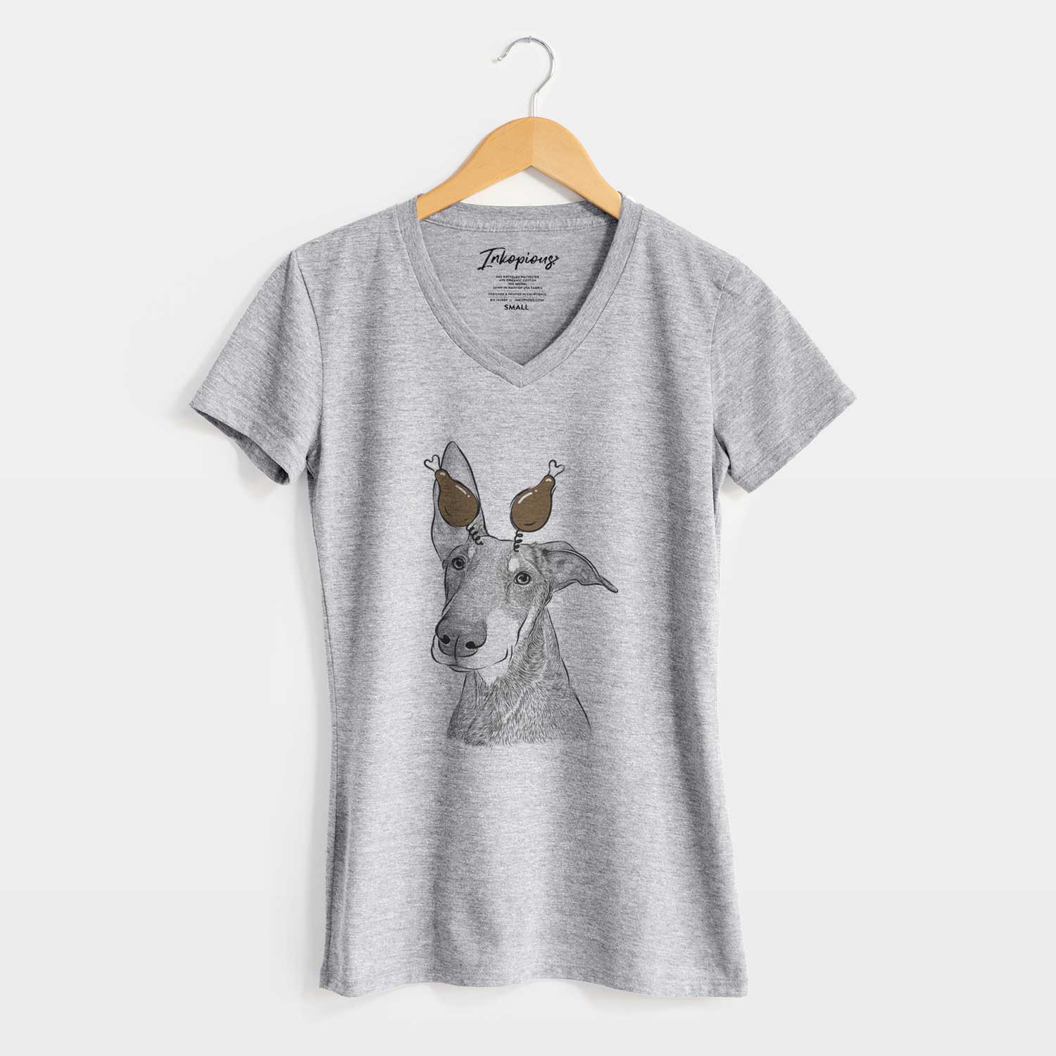 Thanksgiving Kain the Doberman Pinscher - Women's V-neck Shirt