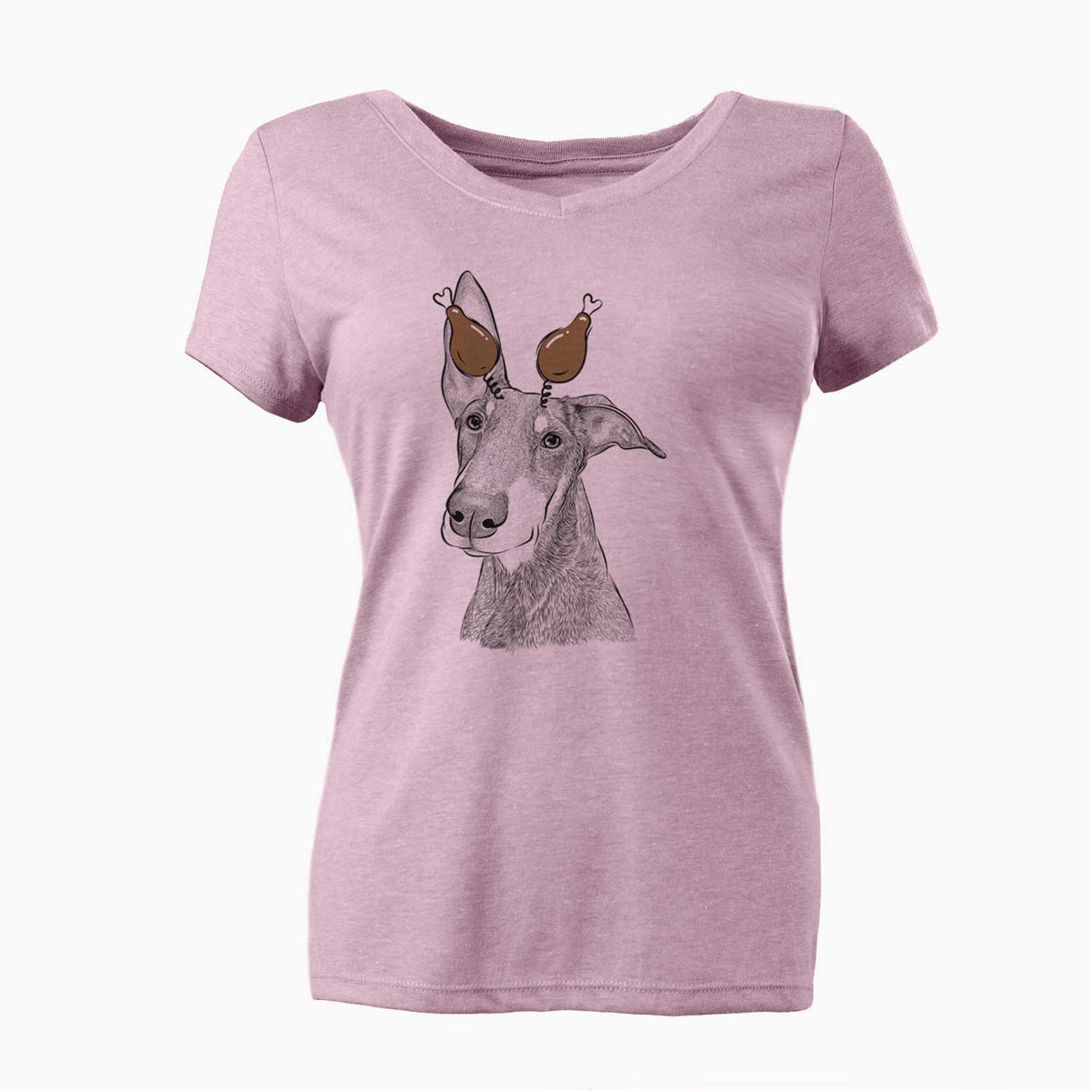 Thanksgiving Kain the Doberman Pinscher - Women's V-neck Shirt