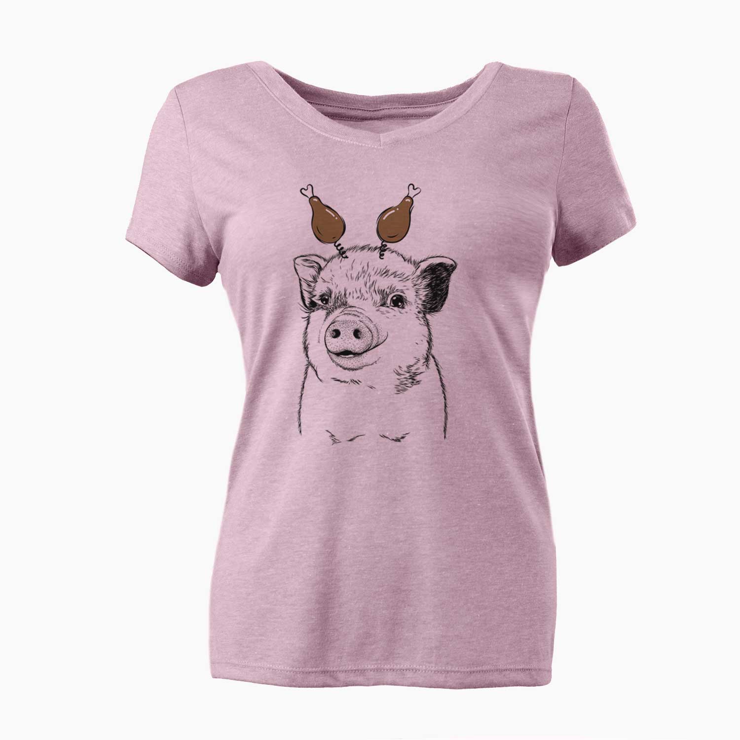 Thanksgiving Kevin the Spotted Pig - Women's V-neck Shirt