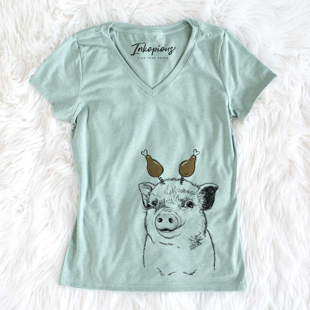Thanksgiving Kevin the Spotted Pig - Women&#39;s V-neck Shirt