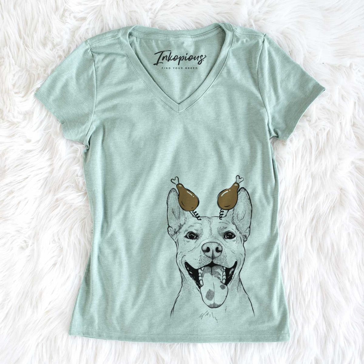 Thanksgiving Khaleesi the Carolina Dog - Women&#39;s V-neck Shirt