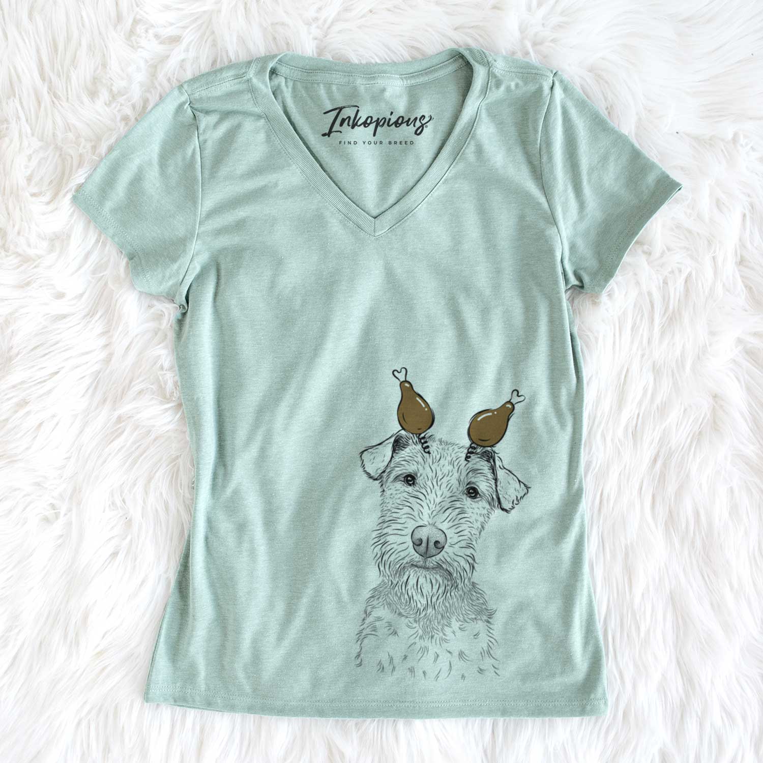 Thanksgiving Kiara the Welsh Terrier - Women's V-neck Shirt