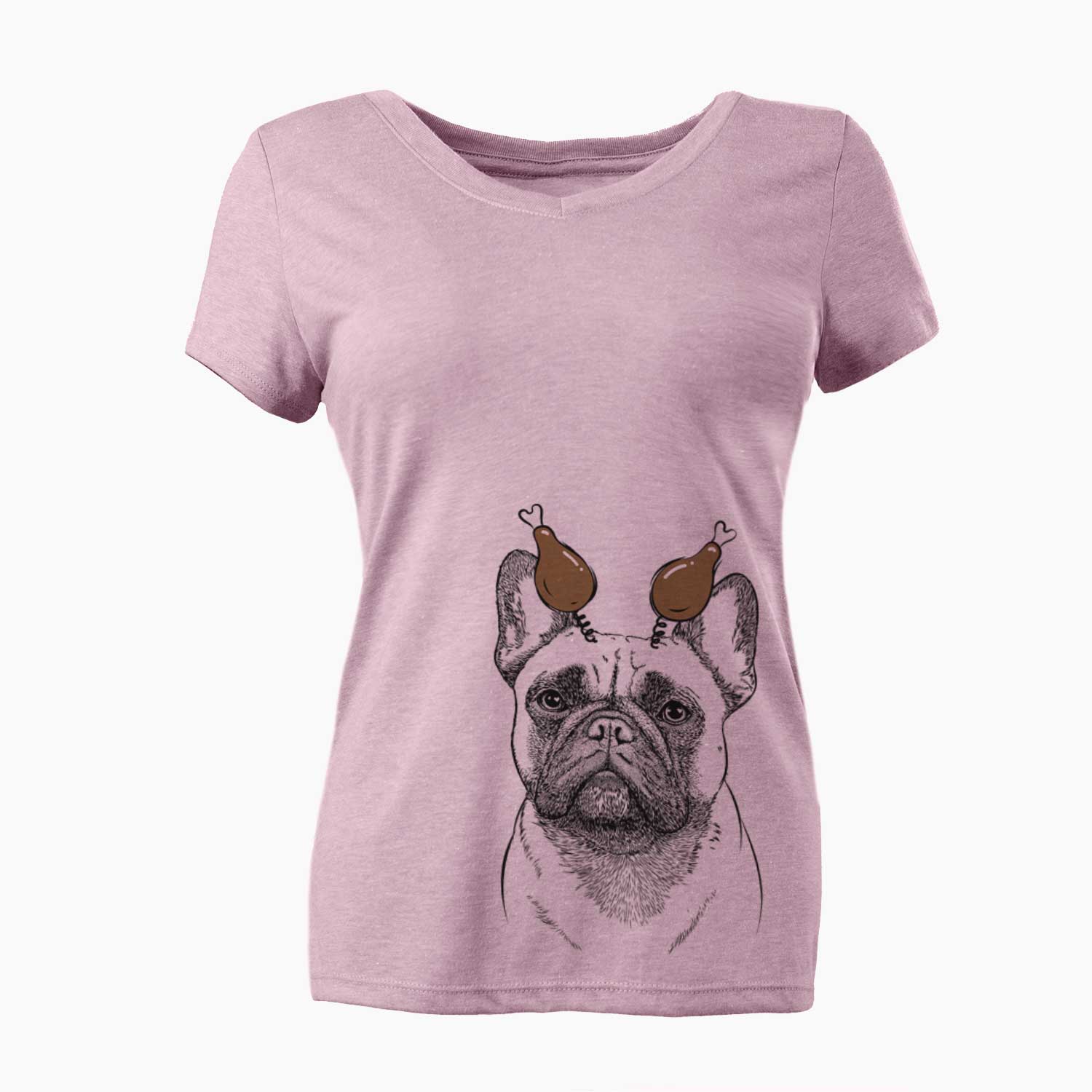 Thanksgiving Kingsleigh the French Bulldog - Women's V-neck Shirt