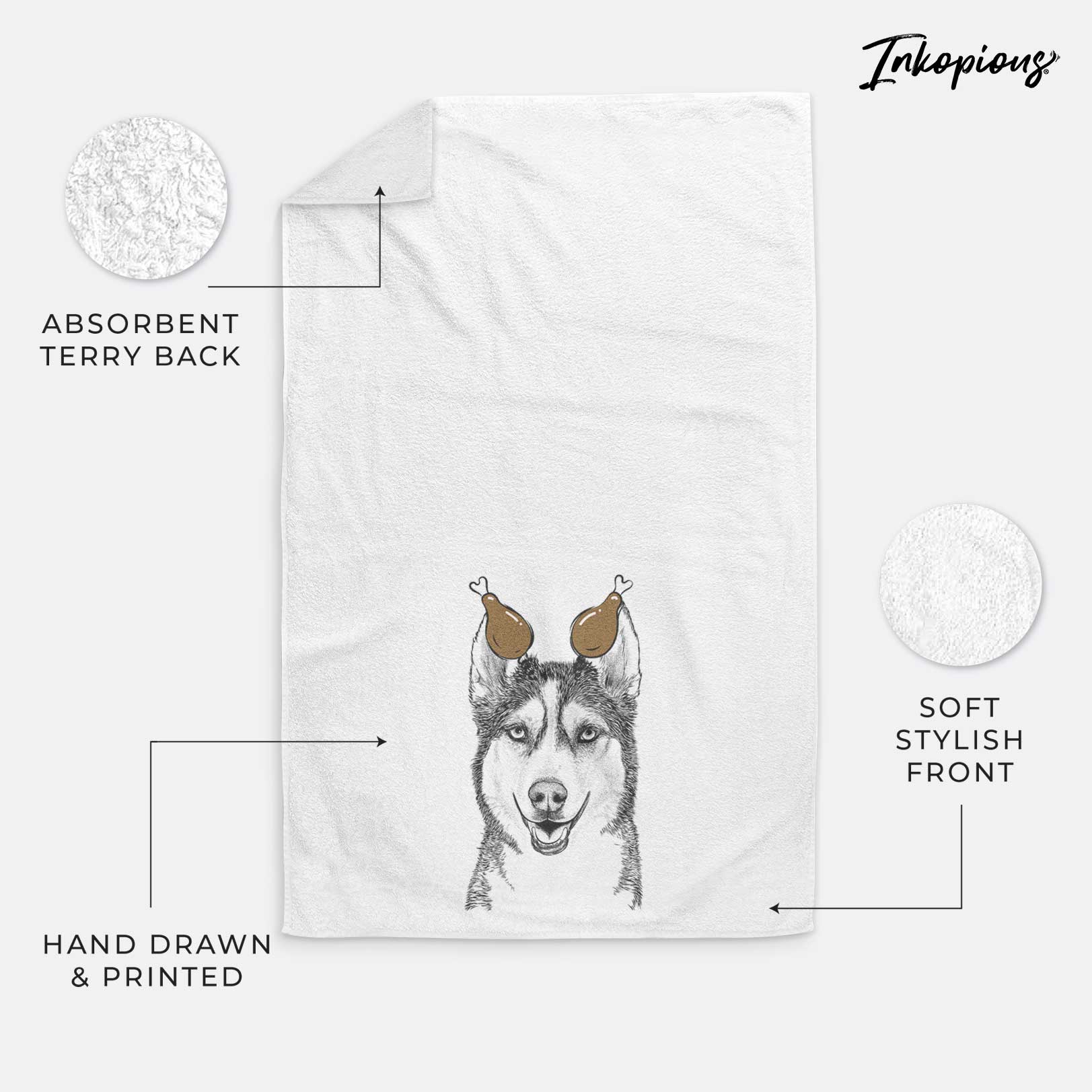 Kira the Siberian Husky Decorative Hand Towel