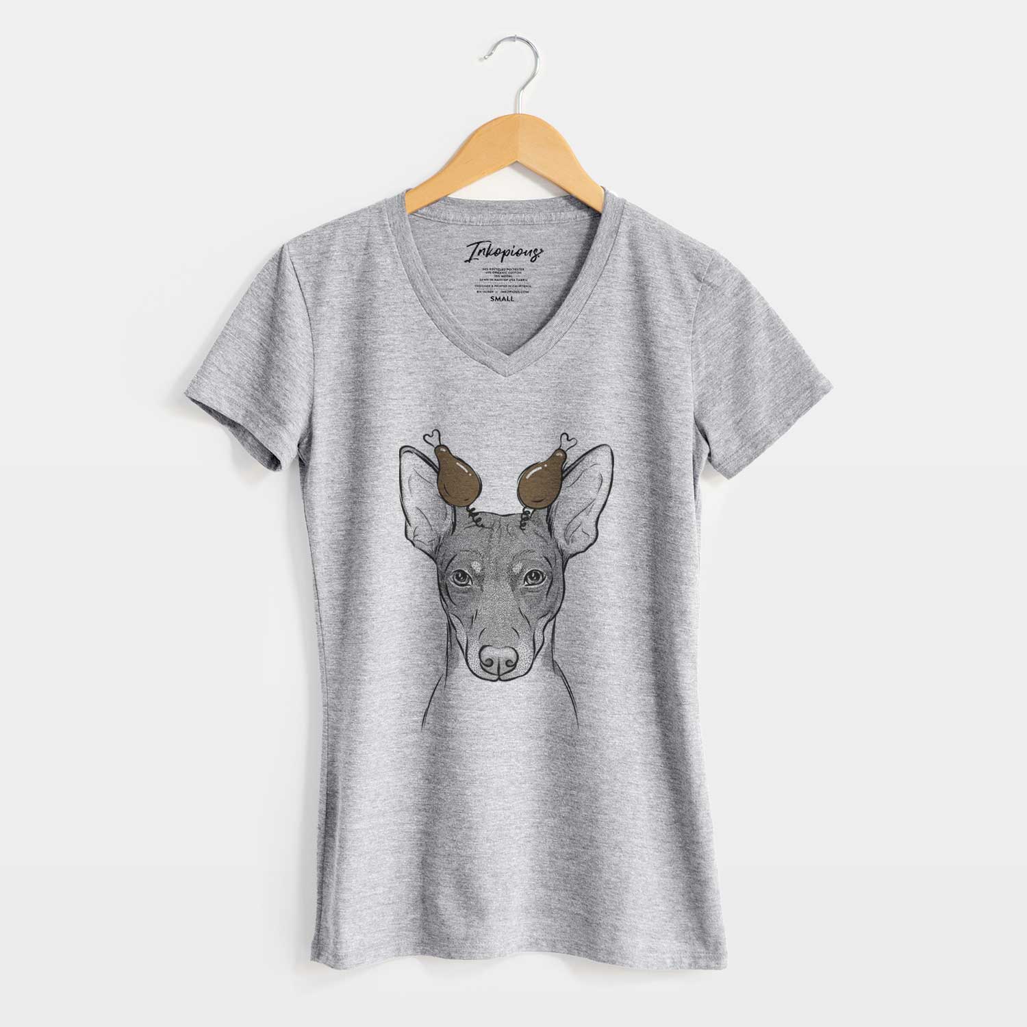 Thanksgiving Knox the Rat Terrier - Women's V-neck Shirt