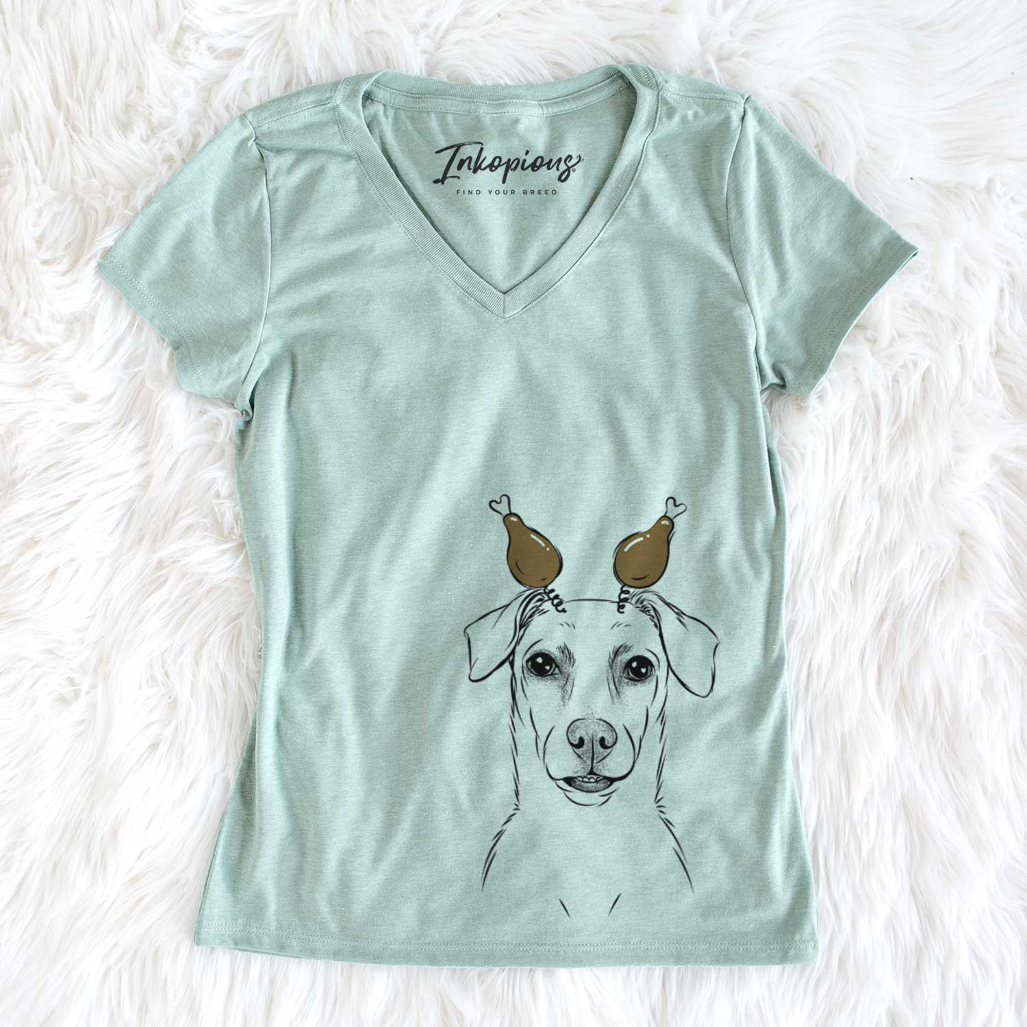 Thanksgiving Koa the Jack Russell Terrier - Women's V-neck Shirt