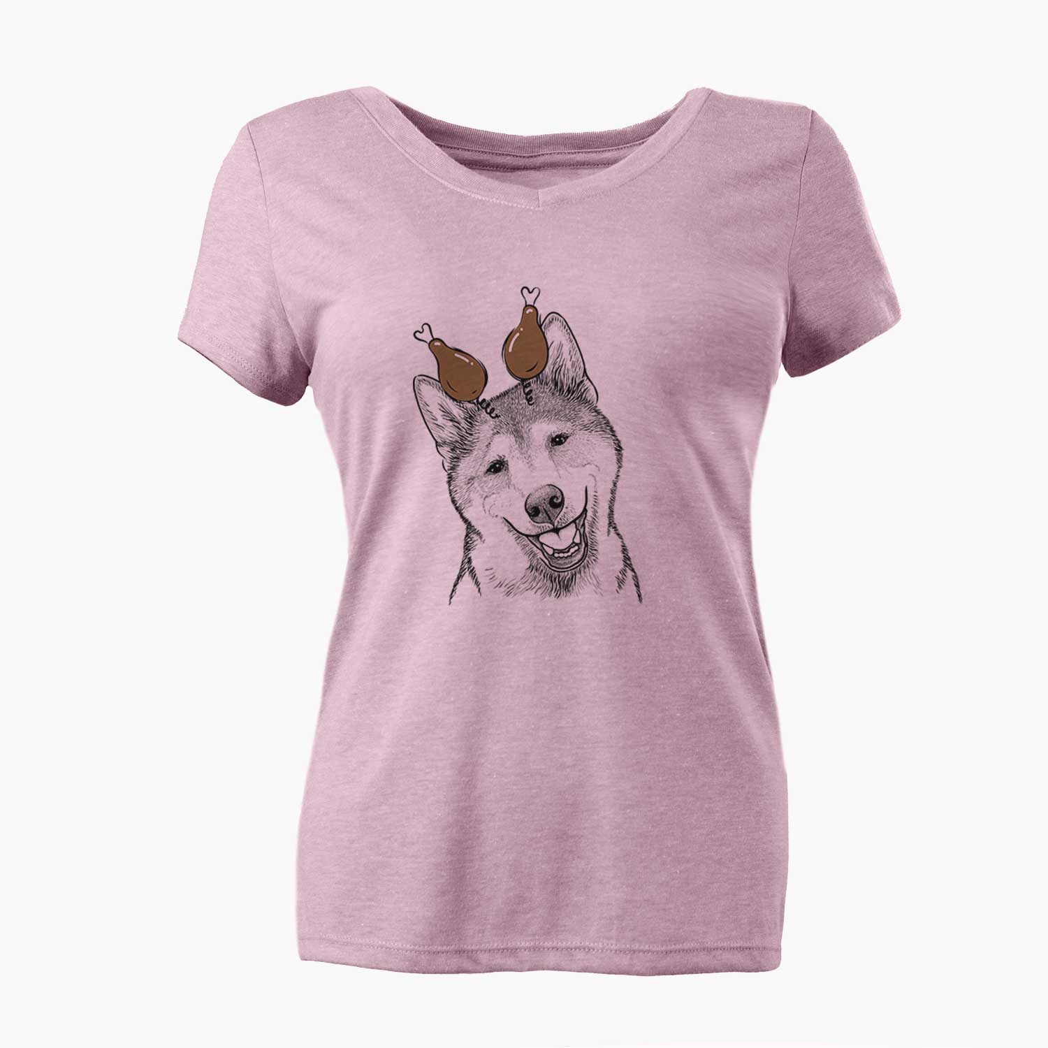 Thanksgiving Koby the Shiba Inu - Women's V-neck Shirt