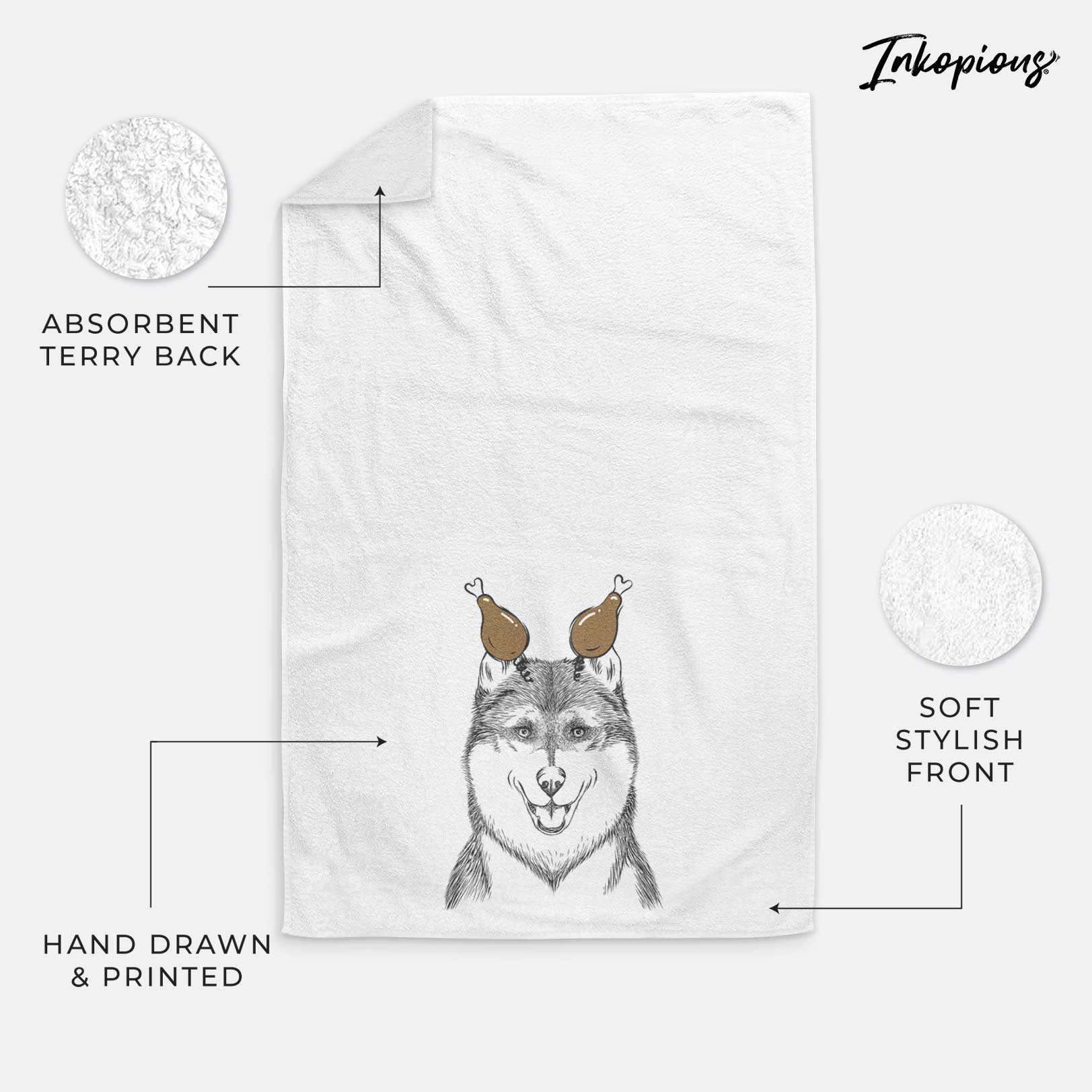 Koda the Siberian Husky Decorative Hand Towel