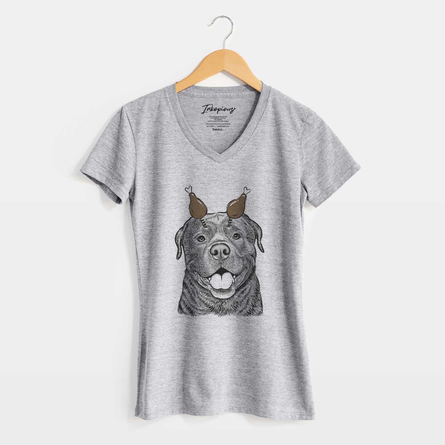 Thanksgiving Kojak the Rottweiler - Women's V-neck Shirt