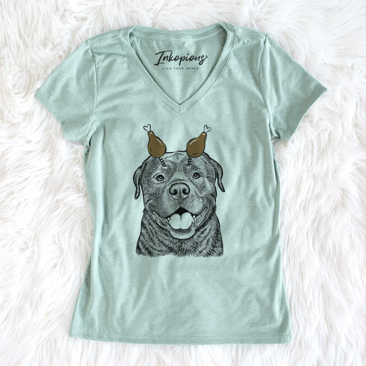Thanksgiving Kojak the Rottweiler - Women's V-neck Shirt